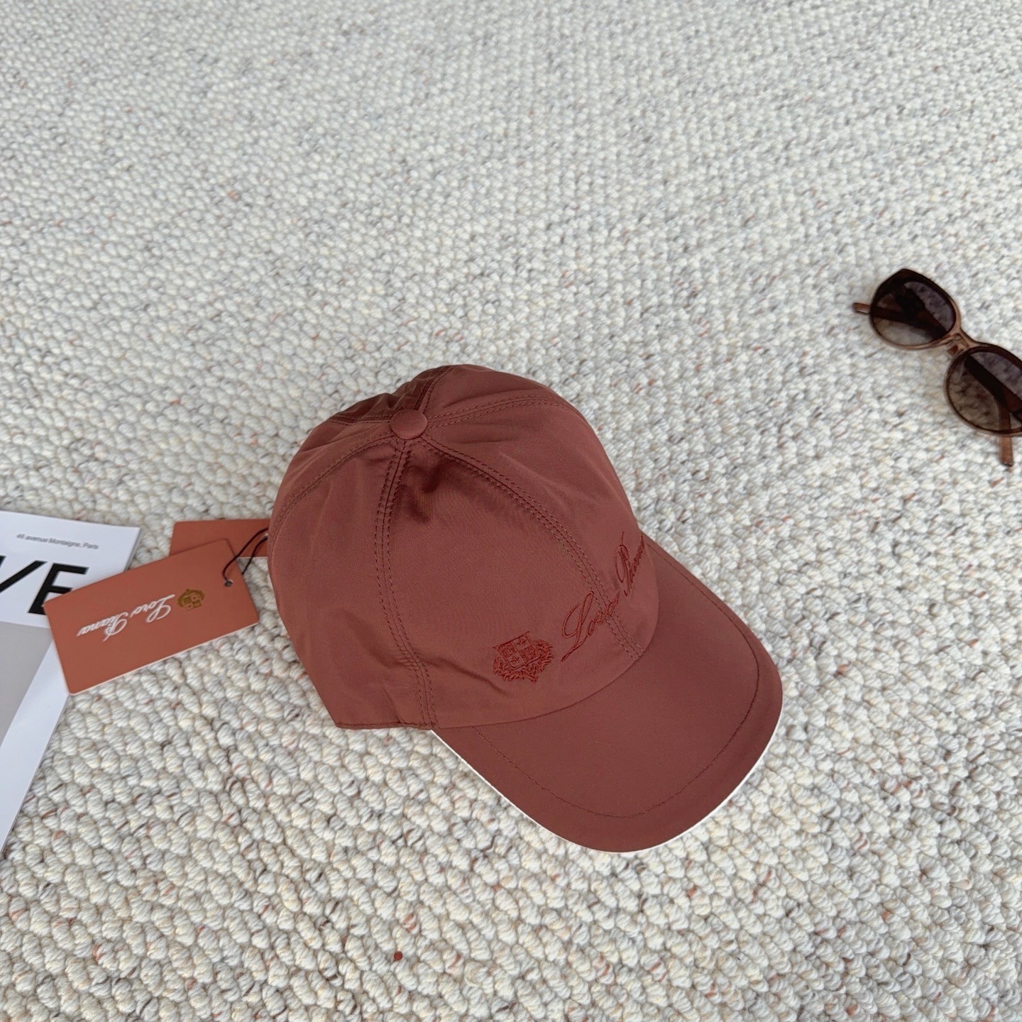 Loro Piana Rust Brown Baseball Cap Embroidered Logo Lightweight Outdoor Sports