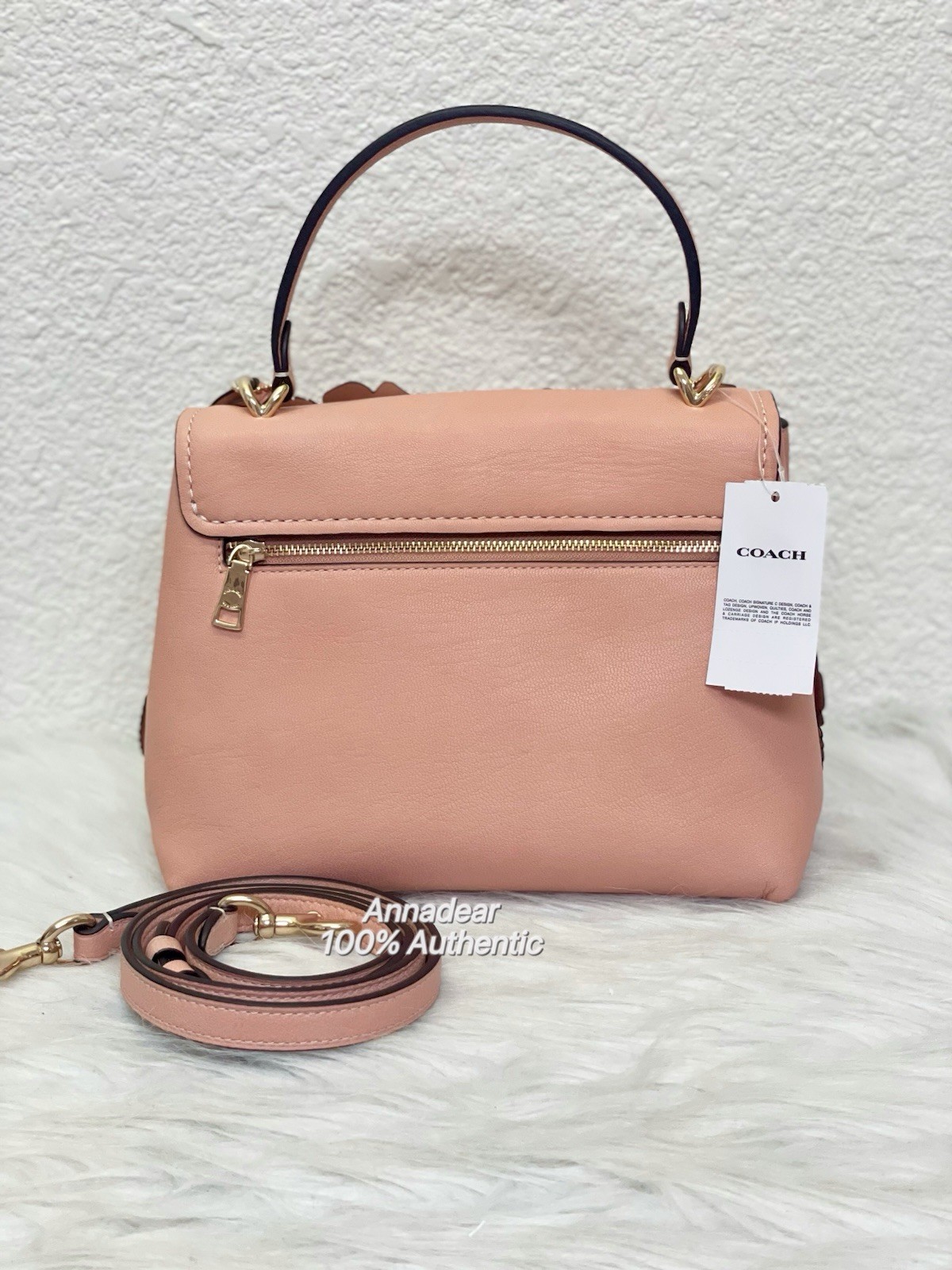 NWT COACH CDY44 Emory Top Handle Bag with Floral Appliqué in Light Pink