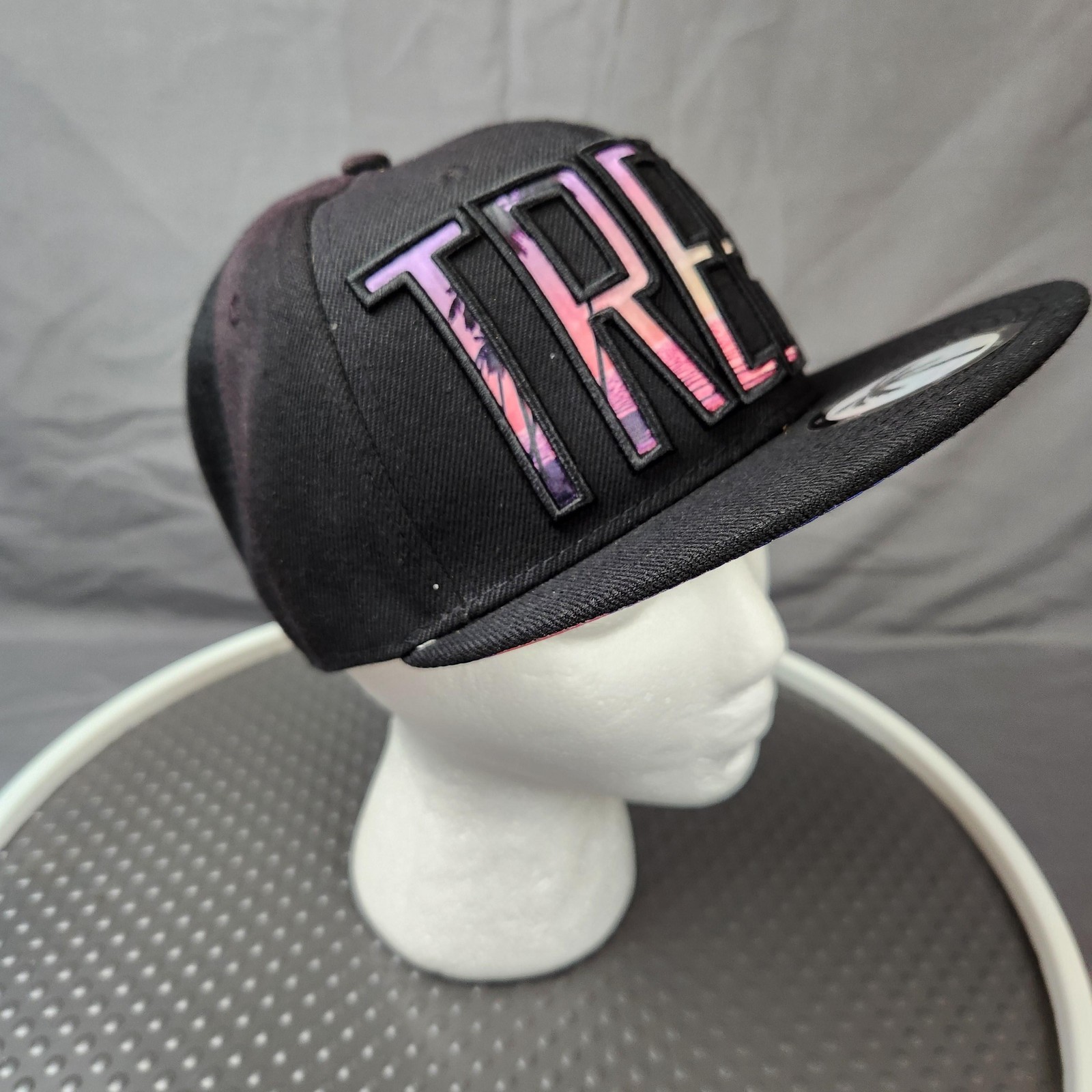 BLVD Trees Hat Cap Snap Back Black Pink Purple Sunset Palm Tree Graphic Mens