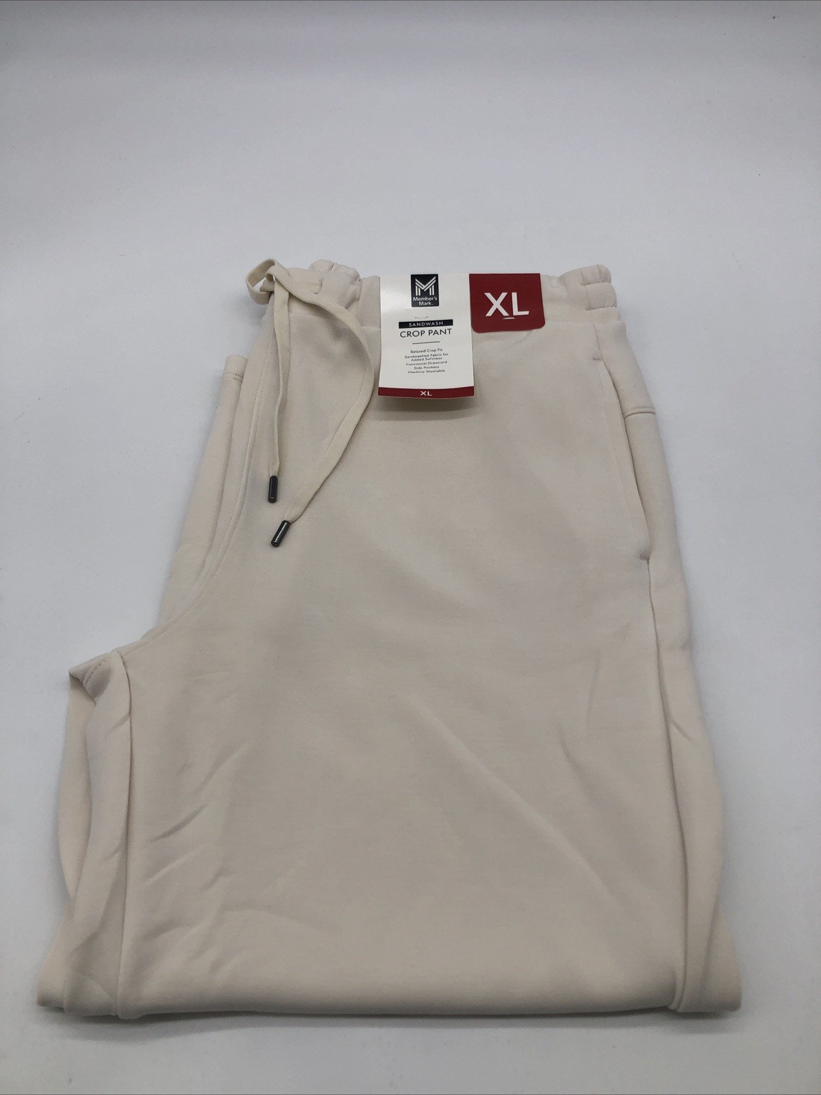 Member’s Mark Women’s Soft Sandwash Wide Leg Crop Pant Cream Size XL New *