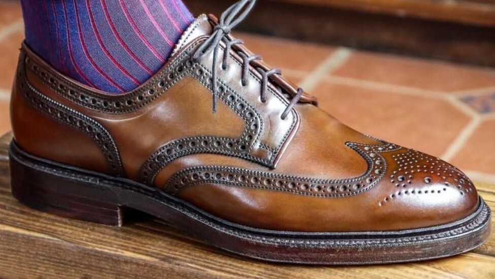 Men Good Year Welted Wingtip Oxford Shoes Handmade Pure Leather Derby Lace Shoes