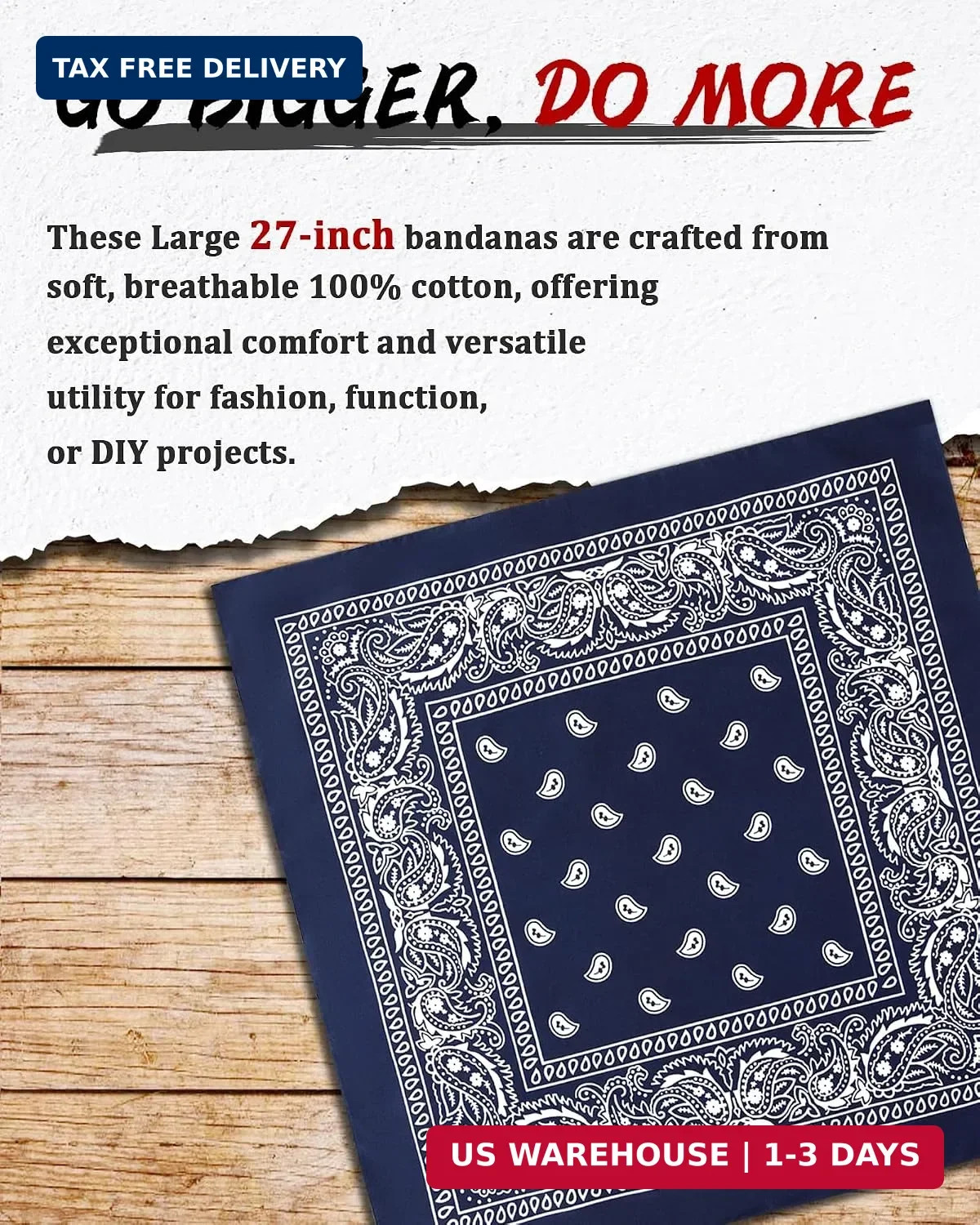 Bycc Bynn Large 27″ x 27″ 100% Cotton Bandanas – Set of 4