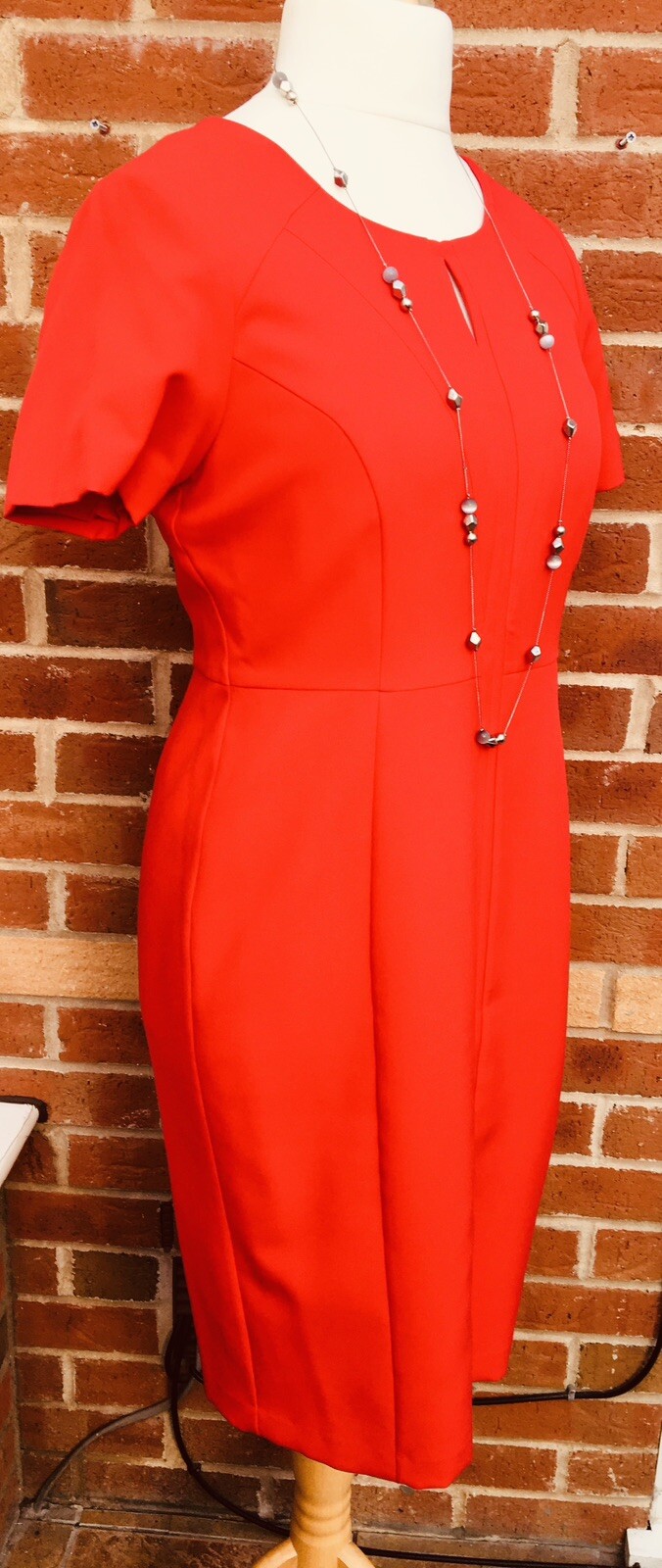 Dorothy Perkins Size 14 Red Shift Dress Stretch Summer Wedding Excellent L6