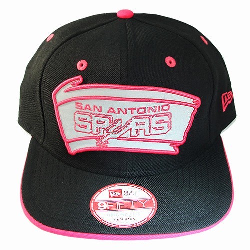 New Era San Antonio Spurs Snapback Hat NBA Classic Hot Pink Reflective Logo Cap