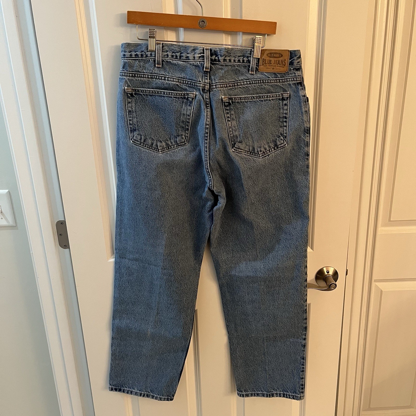 Vintage Old Navy Men 34 x 30 Jeans Stone Washed Blue Denim Straight