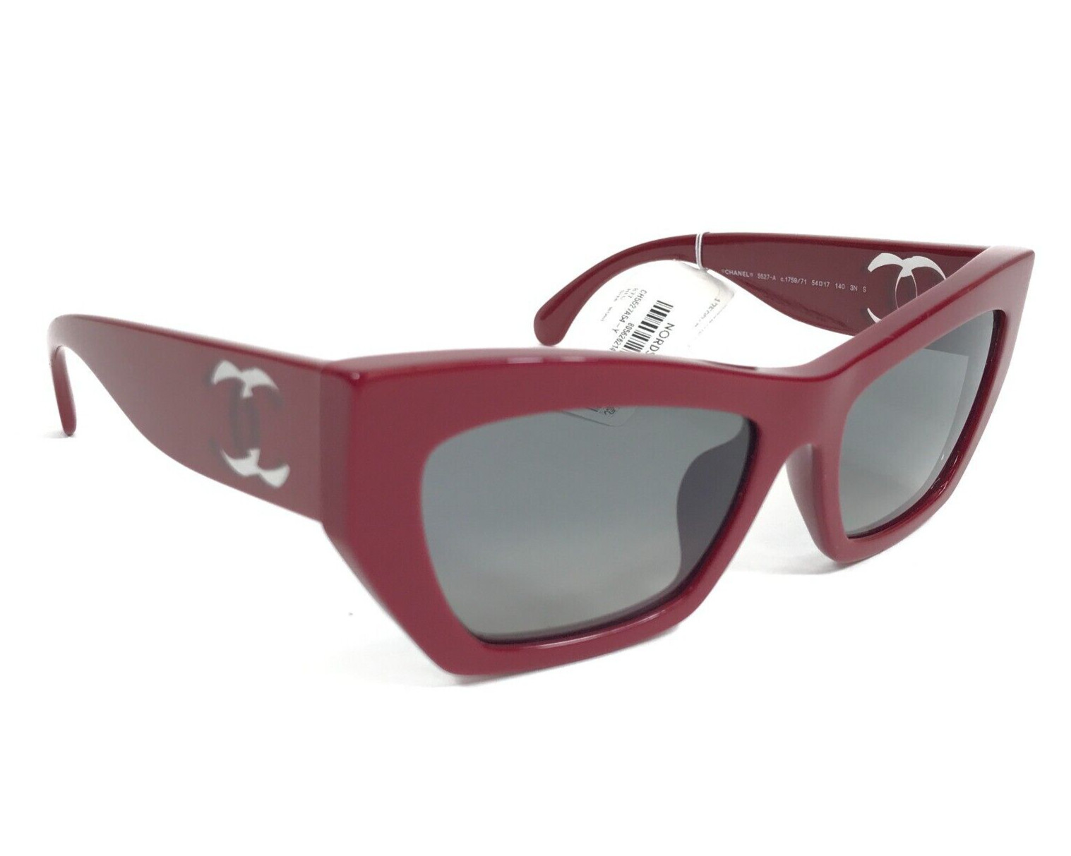 Chanel Sunglasses 5527-A c.1759/71 Burgundy Asian Fit Frame Gray Gradient Lenses