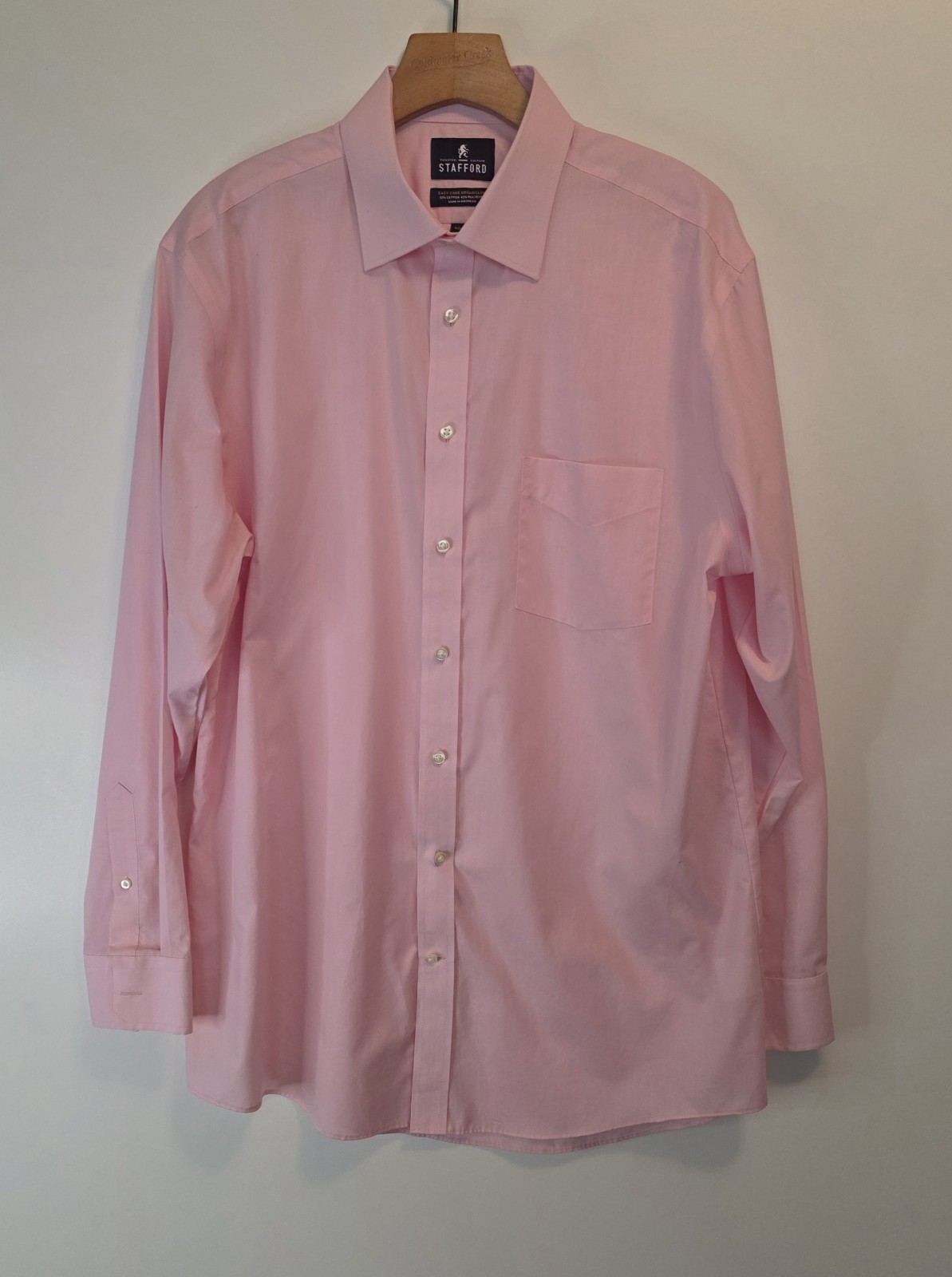 Stafford Easy Care Broadcloth Shirt Pink Regular Fit Office Mens 16.5-34/35