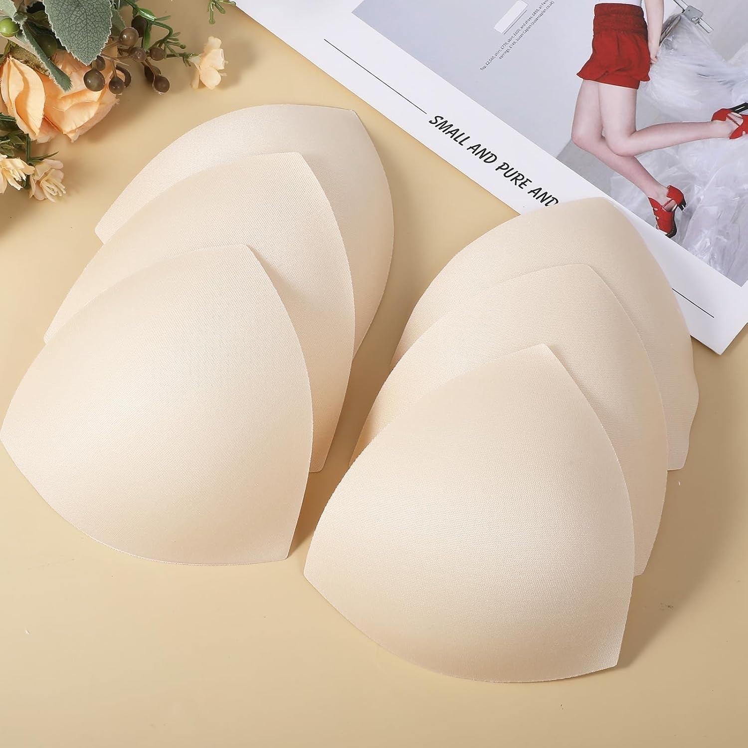 3Pair Triangle Bra Insert Pads Removable Nude Sponge Cups for Swimsuit Sport Bra