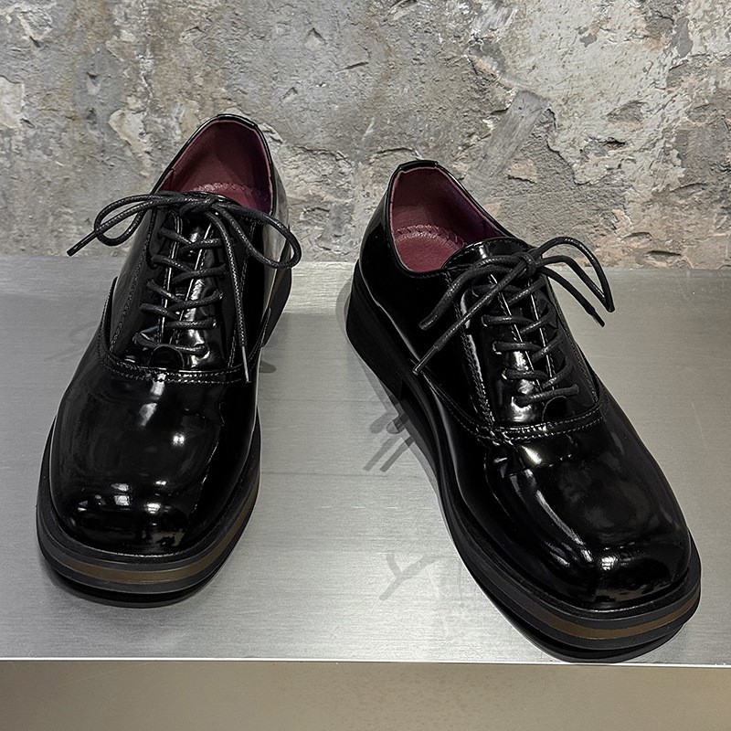 Men’s Faux Leather Casual Shoes Square Toe Lace Up Formal Britain Derby Business