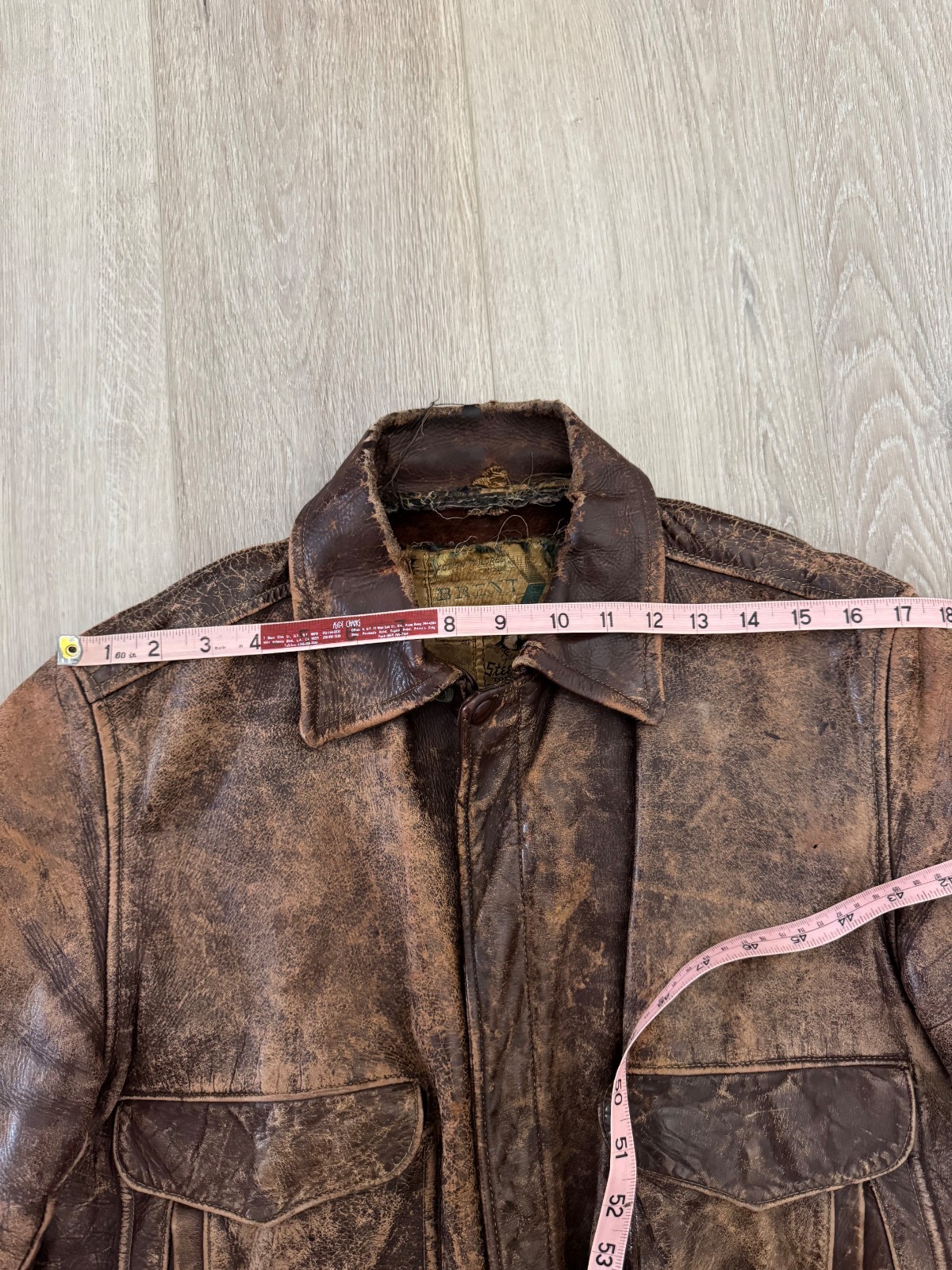 vintage 50s Steerhide Leather Bomber Jacket M Teacore Faded Patina 40s Horse