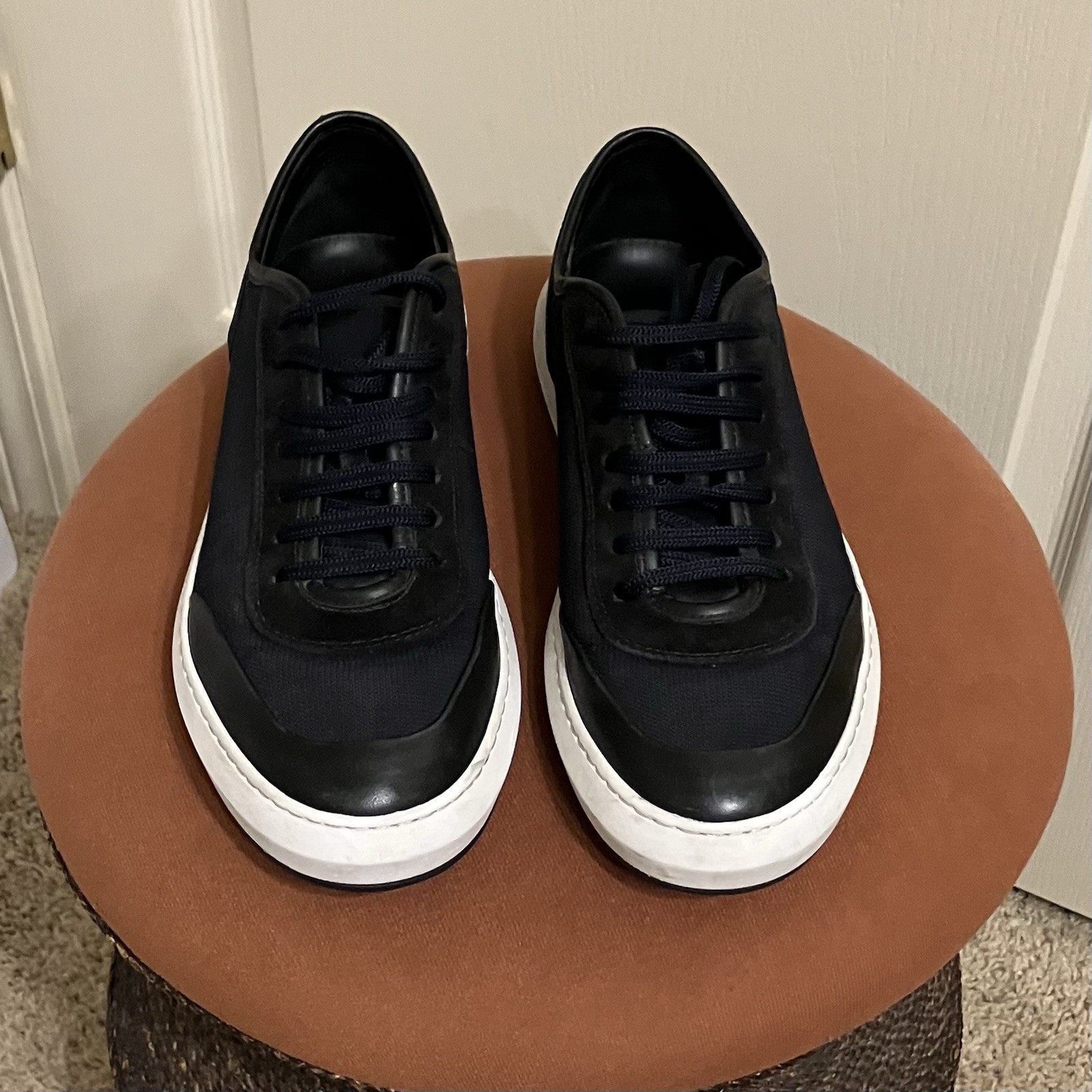 SALVATORE FERRAGAMO Sneakers BLUE Suede / Canvas – Sz 7 D Made in ITALY
