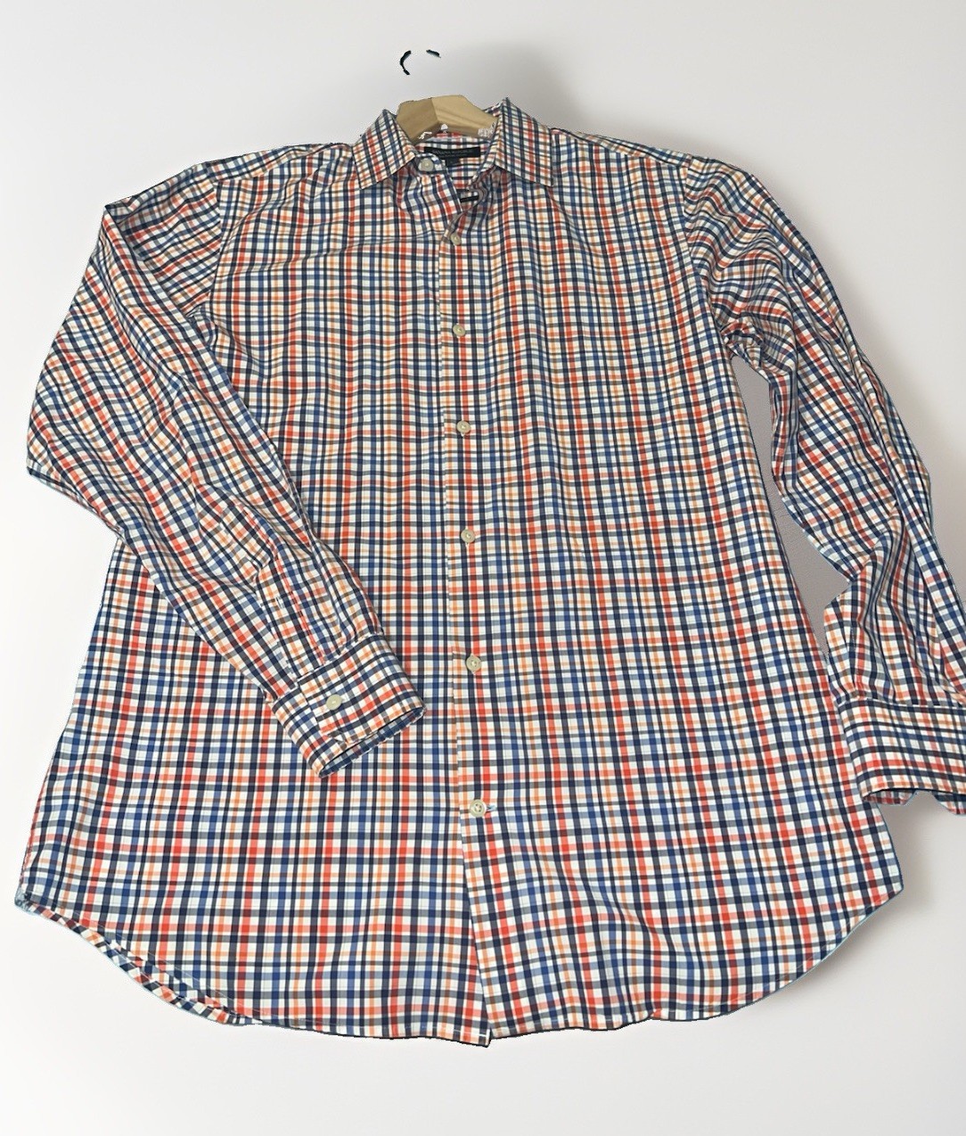 Banana Republic Men’s L Blue White Orange Plaid Button Down Long Sleeve Shirt
