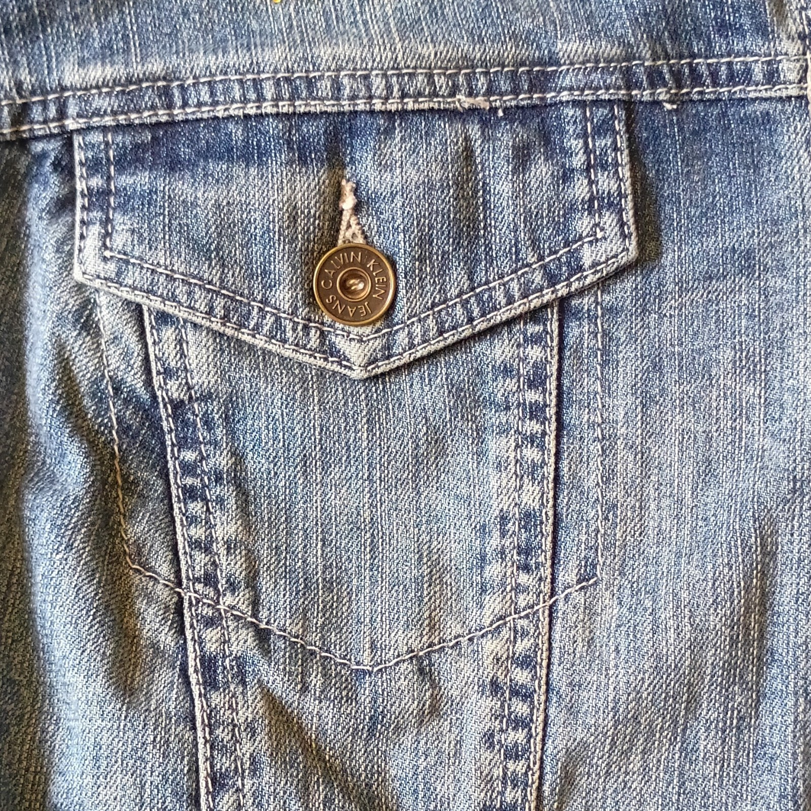 Calvin Klein Jeans Women’s Blue Embroidered Button Jacket Collared Pockets 3XL