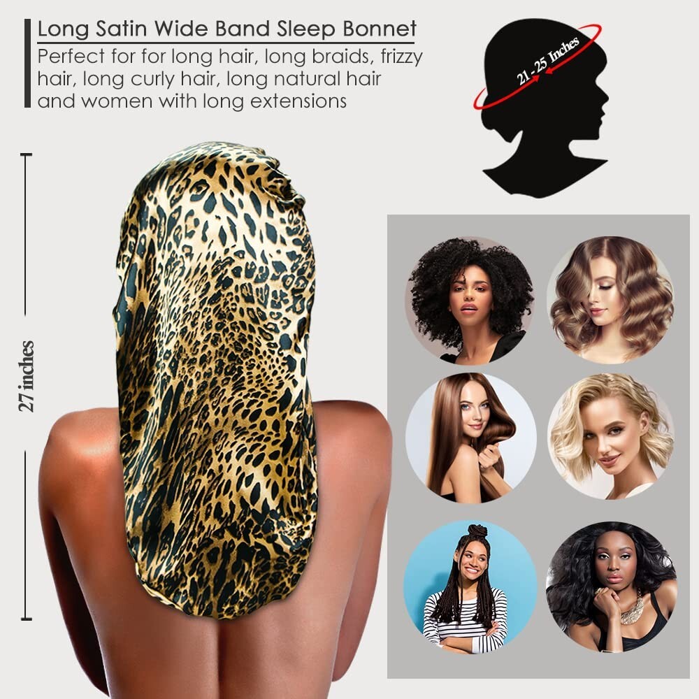2 Pcs Sleeping Bonnet Long Satin Sleep Cap for Long Hair Braids Dreadlocks
