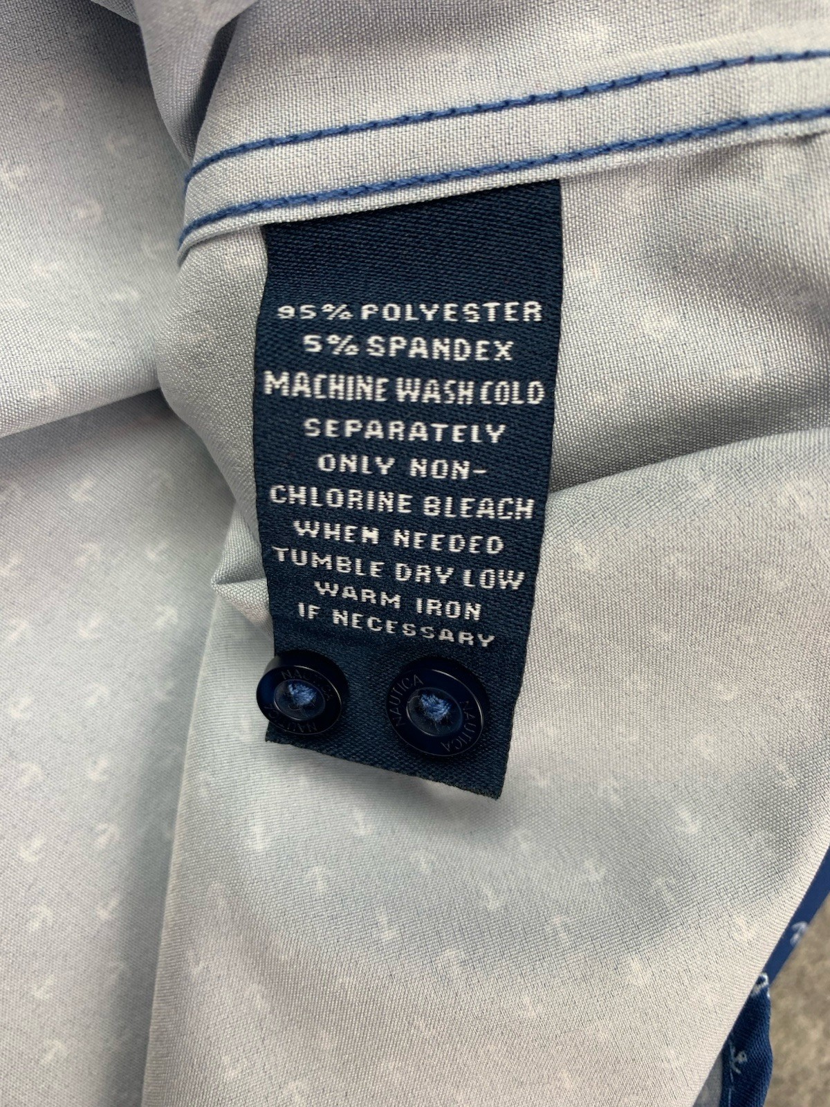 Nautica Slim Fit Men’s Button Up Shirt, Navy Blue, Anchors Print, Size Large