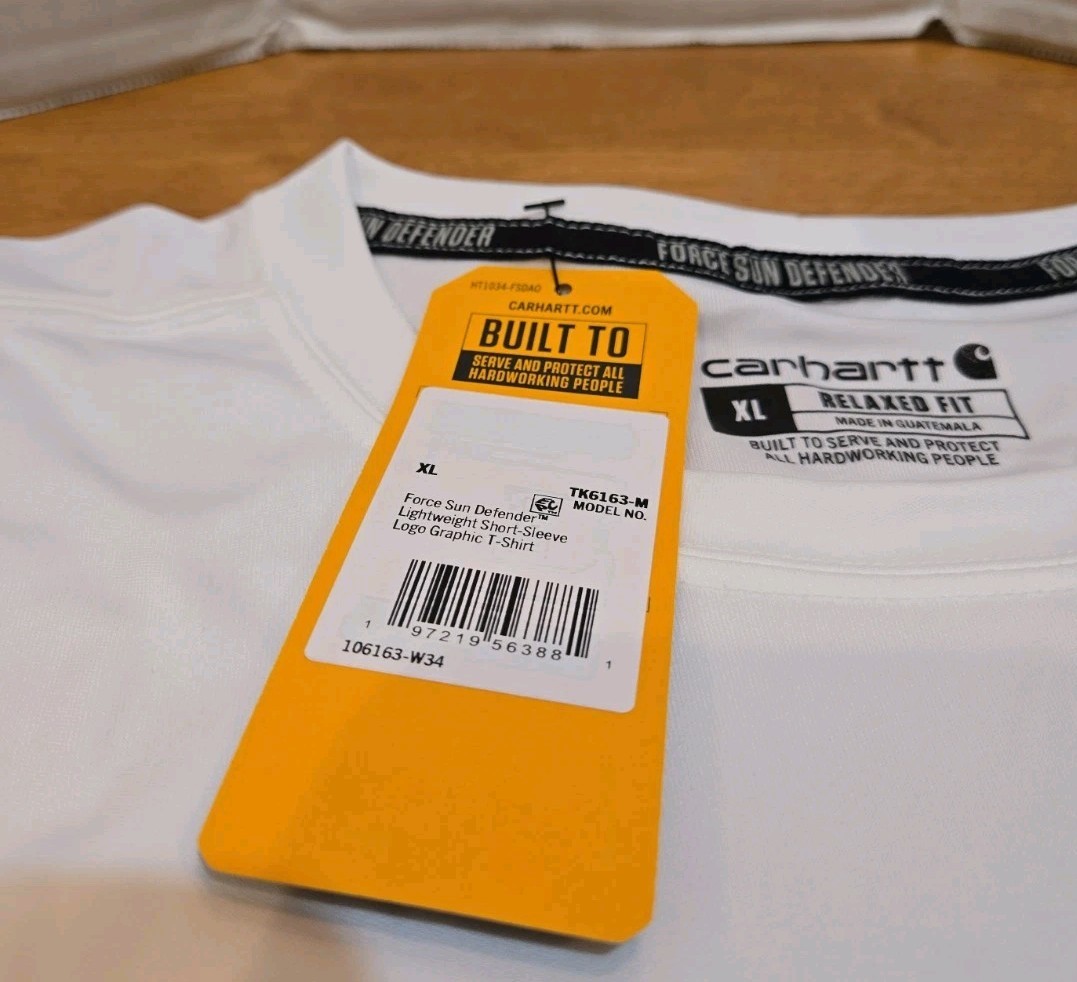 Carhartt Force Sun Defender T-Shirt Men’s XL Relaxed Fit UPF50 Logo Work Outdoor