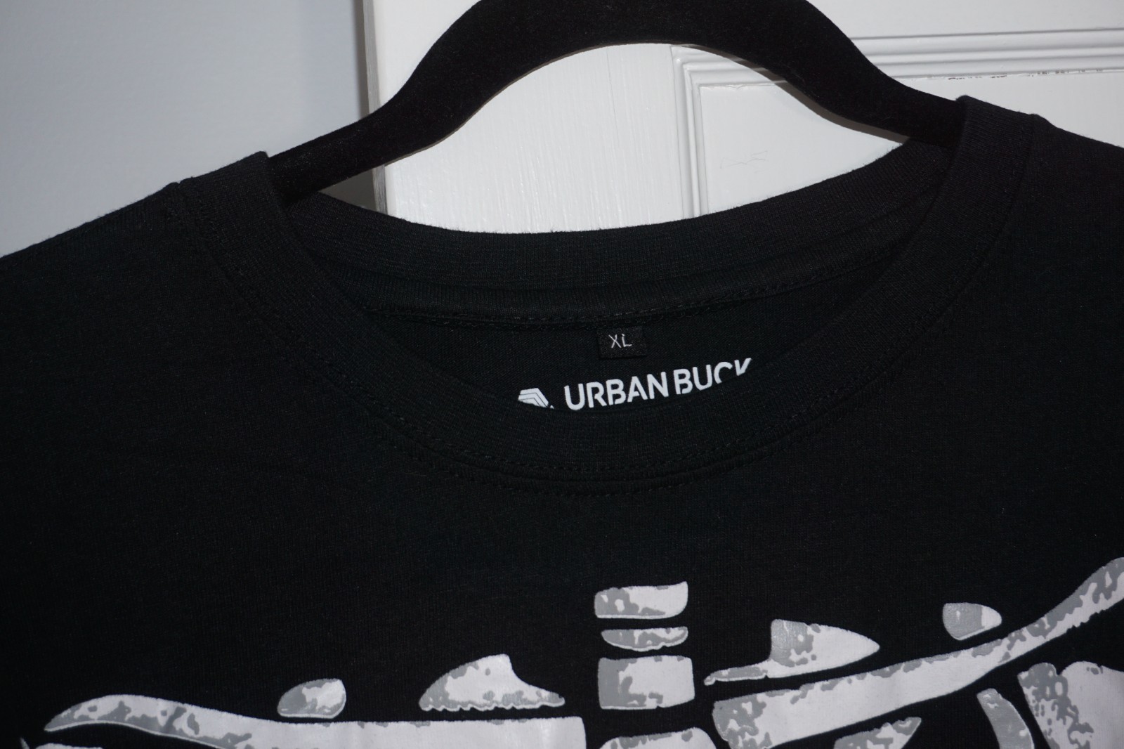 Urban Buck Skeleton Bones Ribcage Long Sleeve Black T-Shirt Mens Size XL