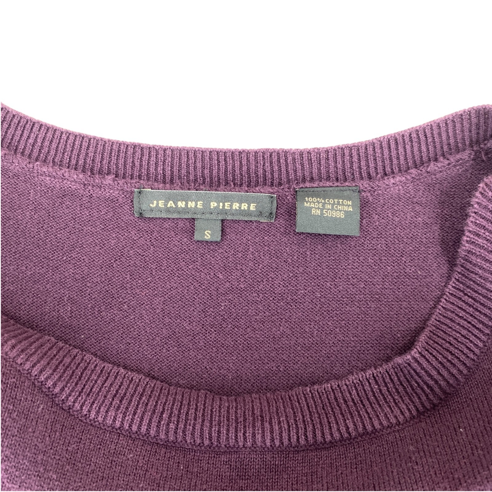 Jeanne Pierre Womens Sweater Size Small Purple Pullover Boat Neck Pockets
