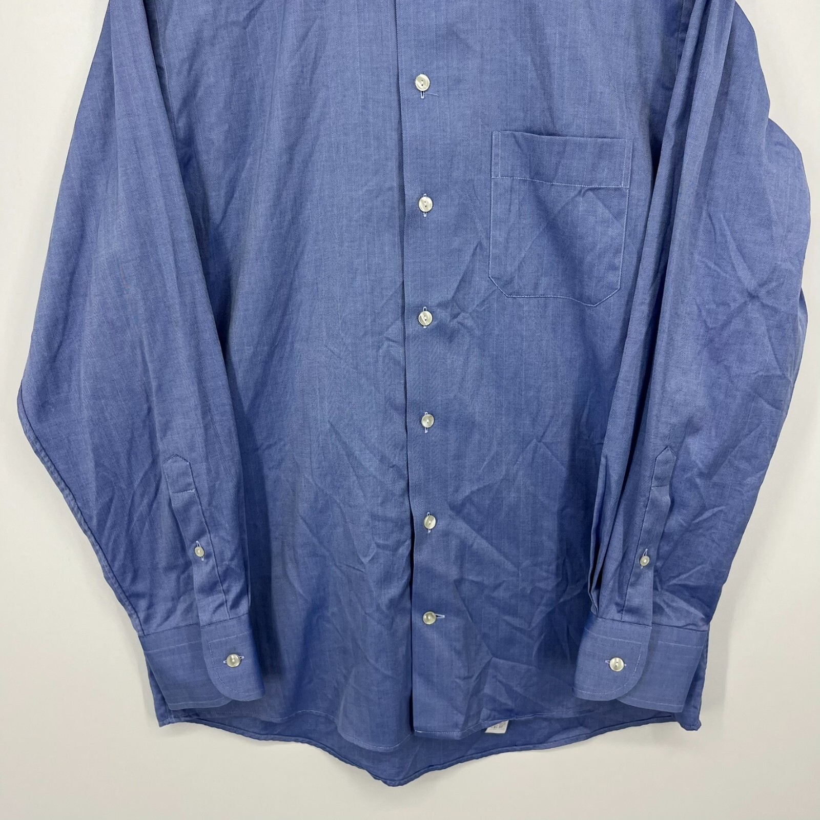 Eton Long Sleeve Button Shirt Men’s Size 15.5 Blue Pocket Cotton