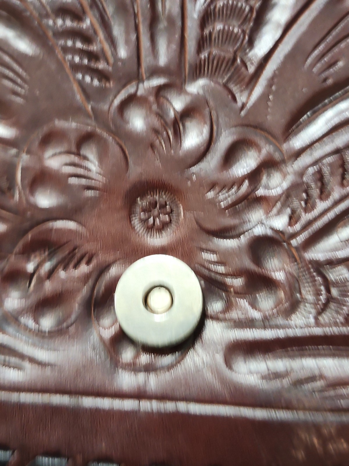 Leaders In Leather Tooled Leather Purse Made In Paraguay Brown Adjustable Strap