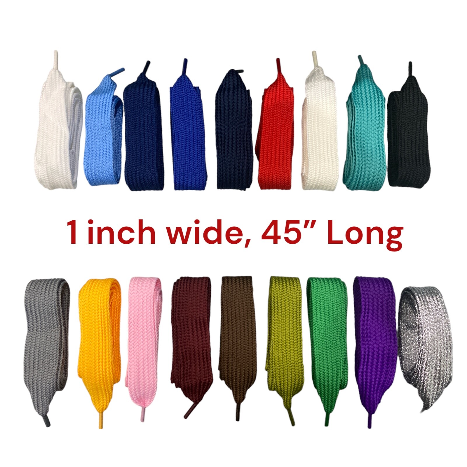 EXTRA WIDE Shoe Laces Strings Super Wide 3/4″ 1″ & 1 1/2″ 45″ 54″ 72 Long.