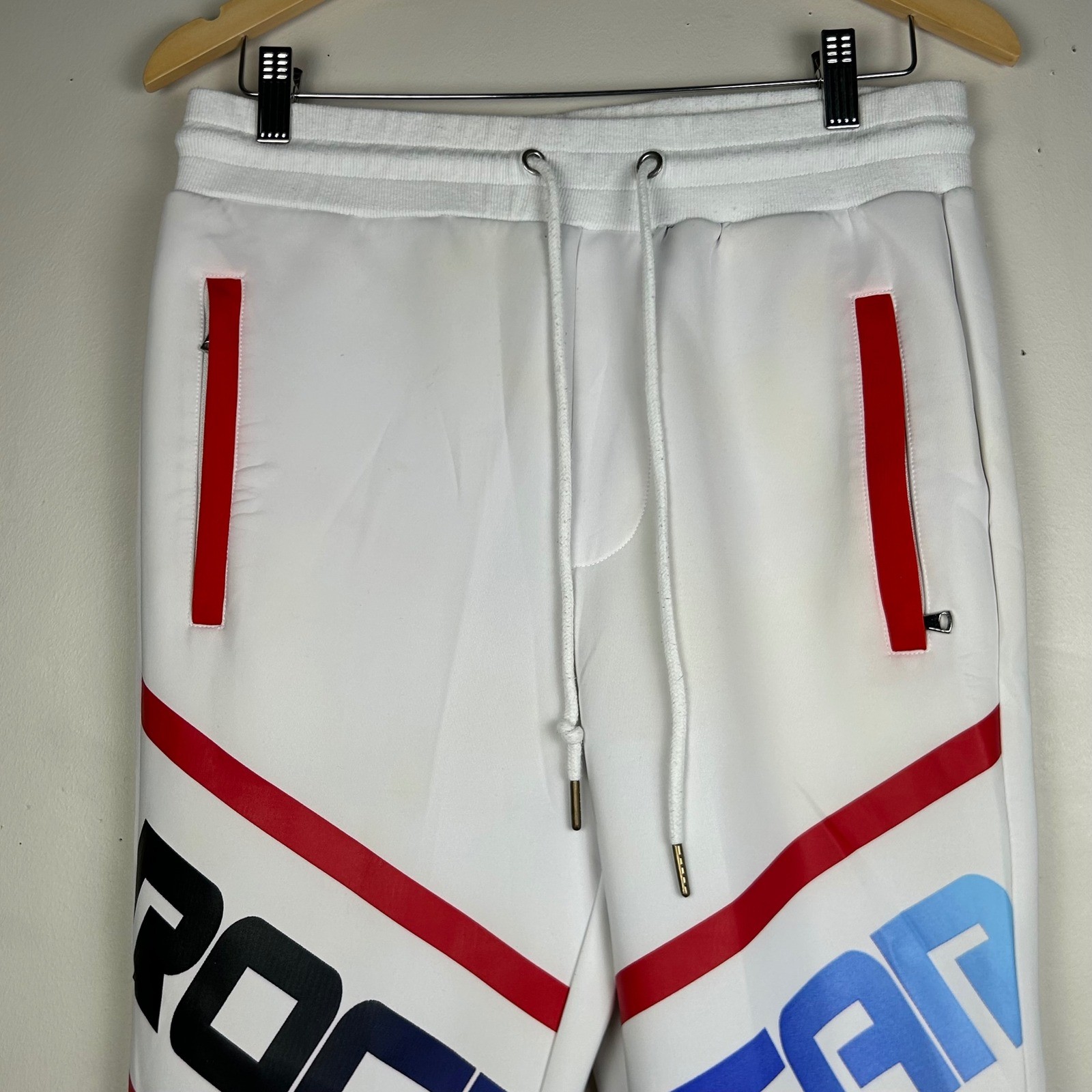 Rockstar Original Jabez Track Pants Men M White Red Blue Moto Streetwear Joggers
