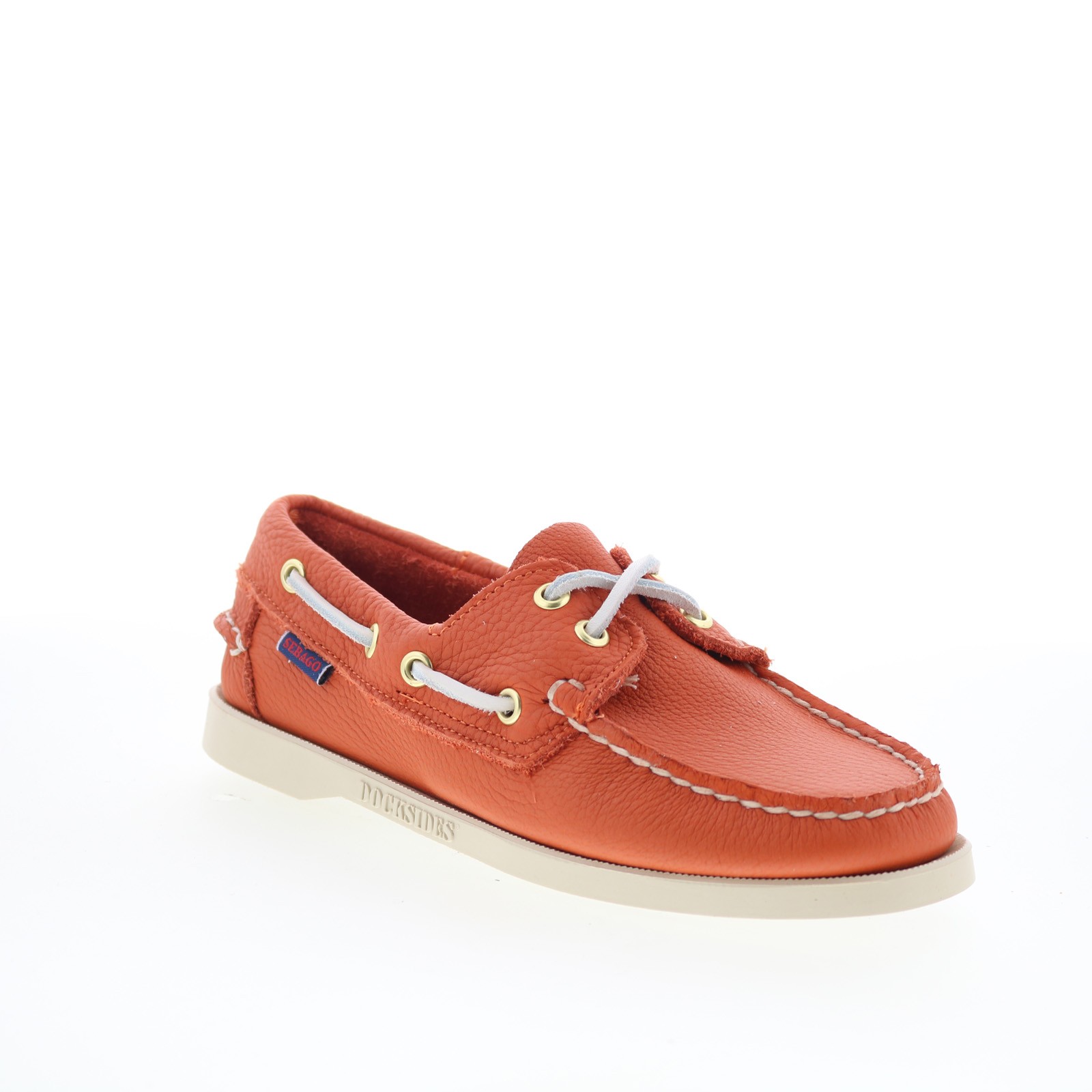 Sebago Portland Fisher Womens Orange Leather Loafers & Slip Ons Boat Shoes