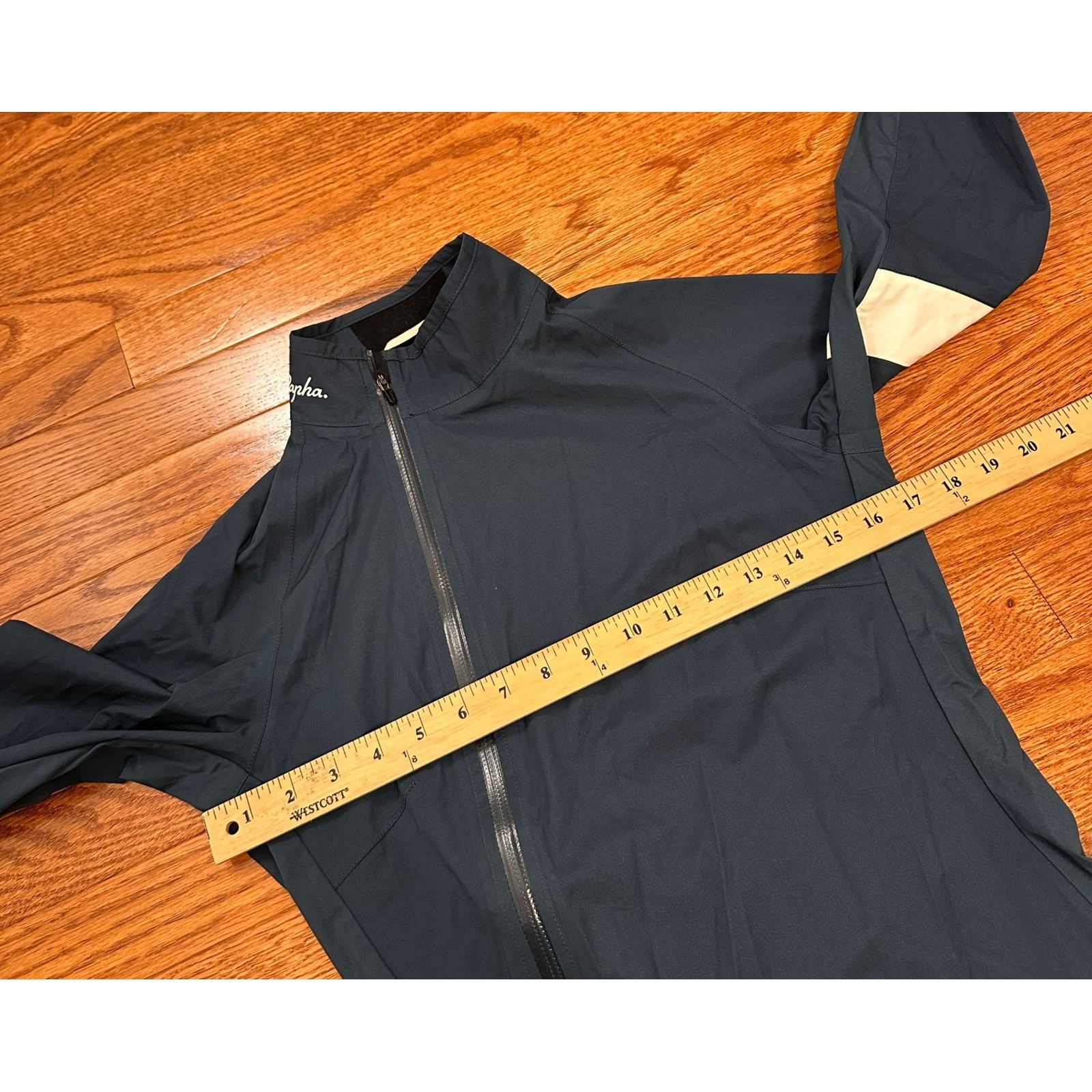 Rapha Rain Jacket Mens XS Dark Green Nylon Slanted Full Zip Waterproof Cycling