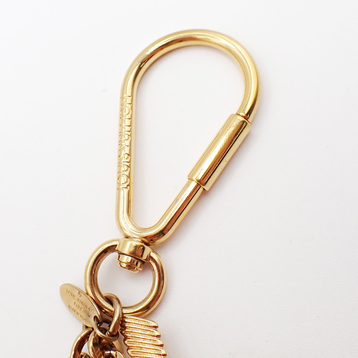 LOUIS VUITTON Logo Tassel Ribbon Bag Charm Blue Leather Gold M65128 62TA573