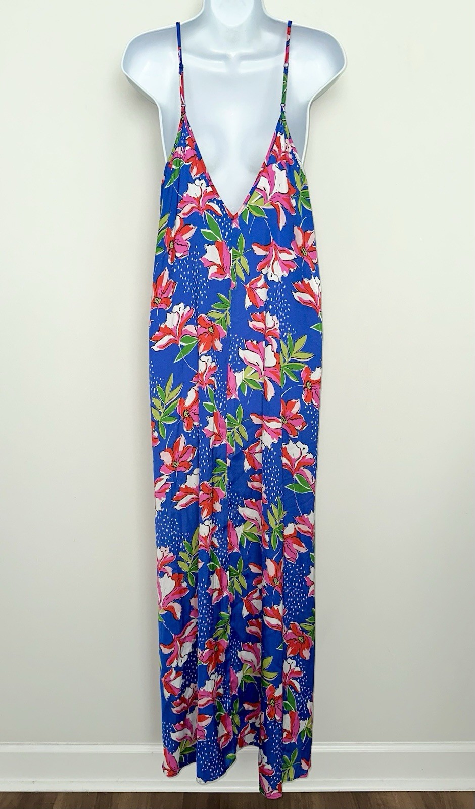 Van Winkle & Co Floral Sleeveless V Neck Maxi Satin Chemise Nightgown Size 1X