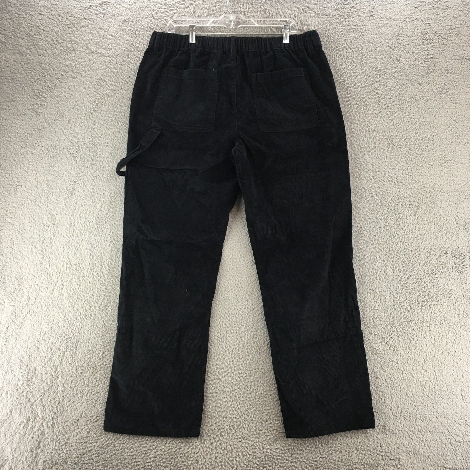 Man BoohooMan Corduroy Carpenter Pants Mens 36 Black Slash Pockets Mid Rise