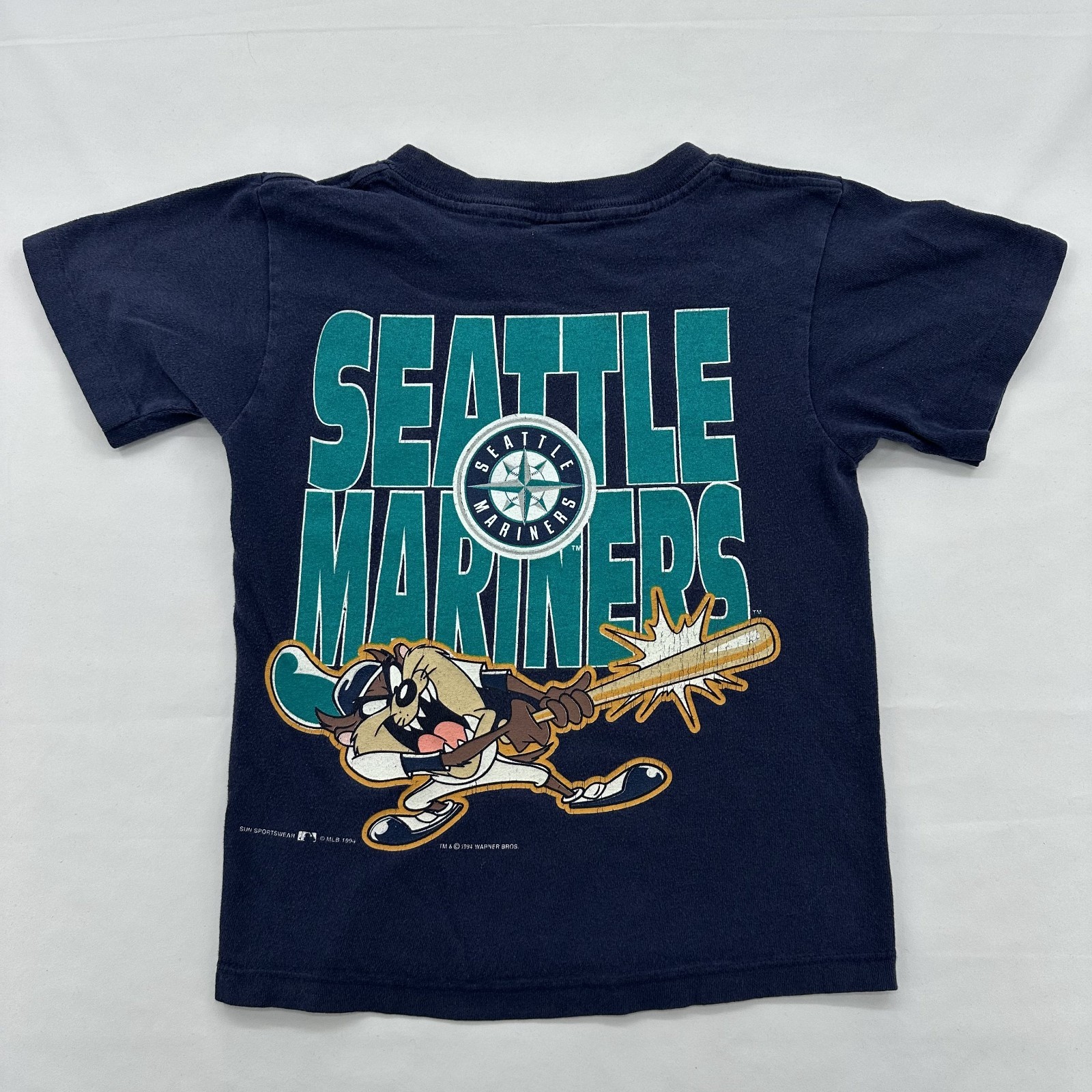 VTG 90’s Seattle Mariners Looney Tunes Taz T-Shirt Youth Small Cartoon Baseball