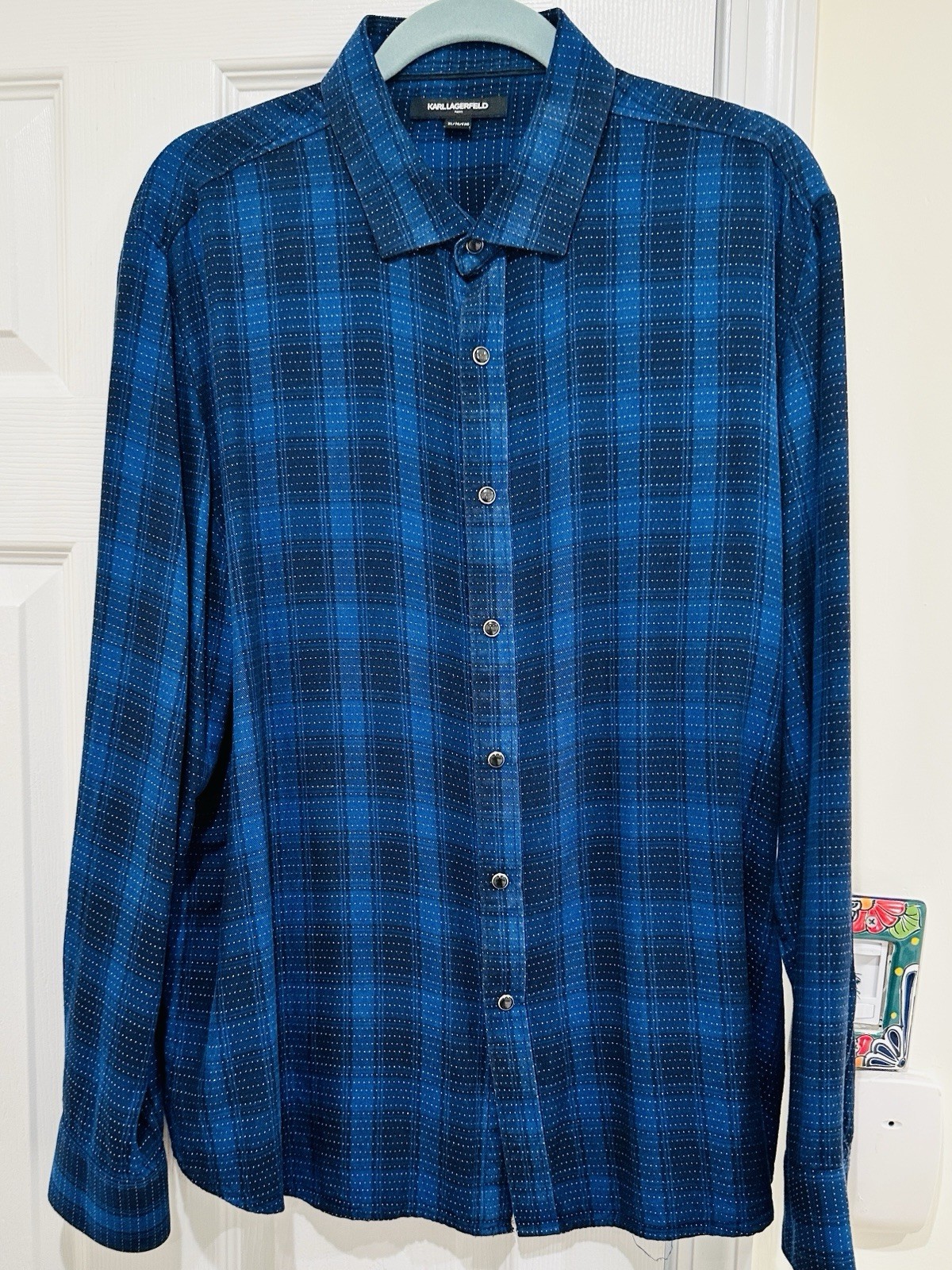 Karl Lagerfeld Paris Men’s XL Eiffel Tower All-Over Print Button-Down Shirt, XL