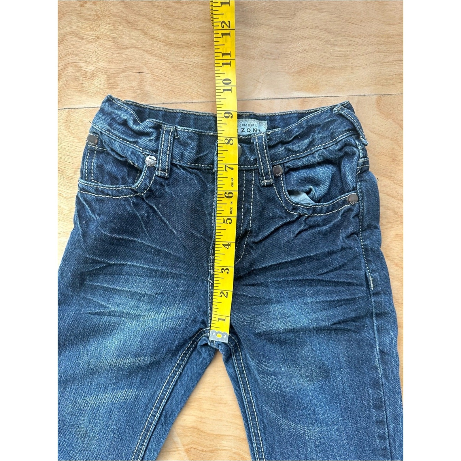 Y2K Arizona Jean Co Boys Size 7 Dark Wash Flap Pocket Jeans Rock Revival Style