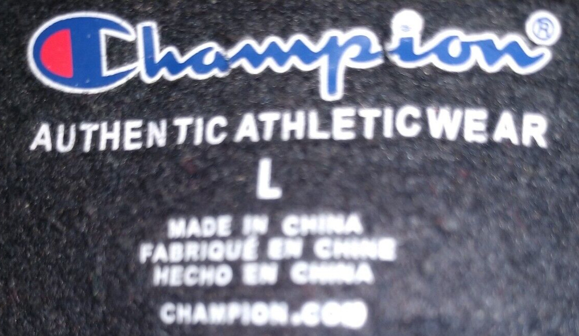 Champion Black/White All Over Print LOGO Hoodie SZ L Unisex Wrist and Waist Hugs