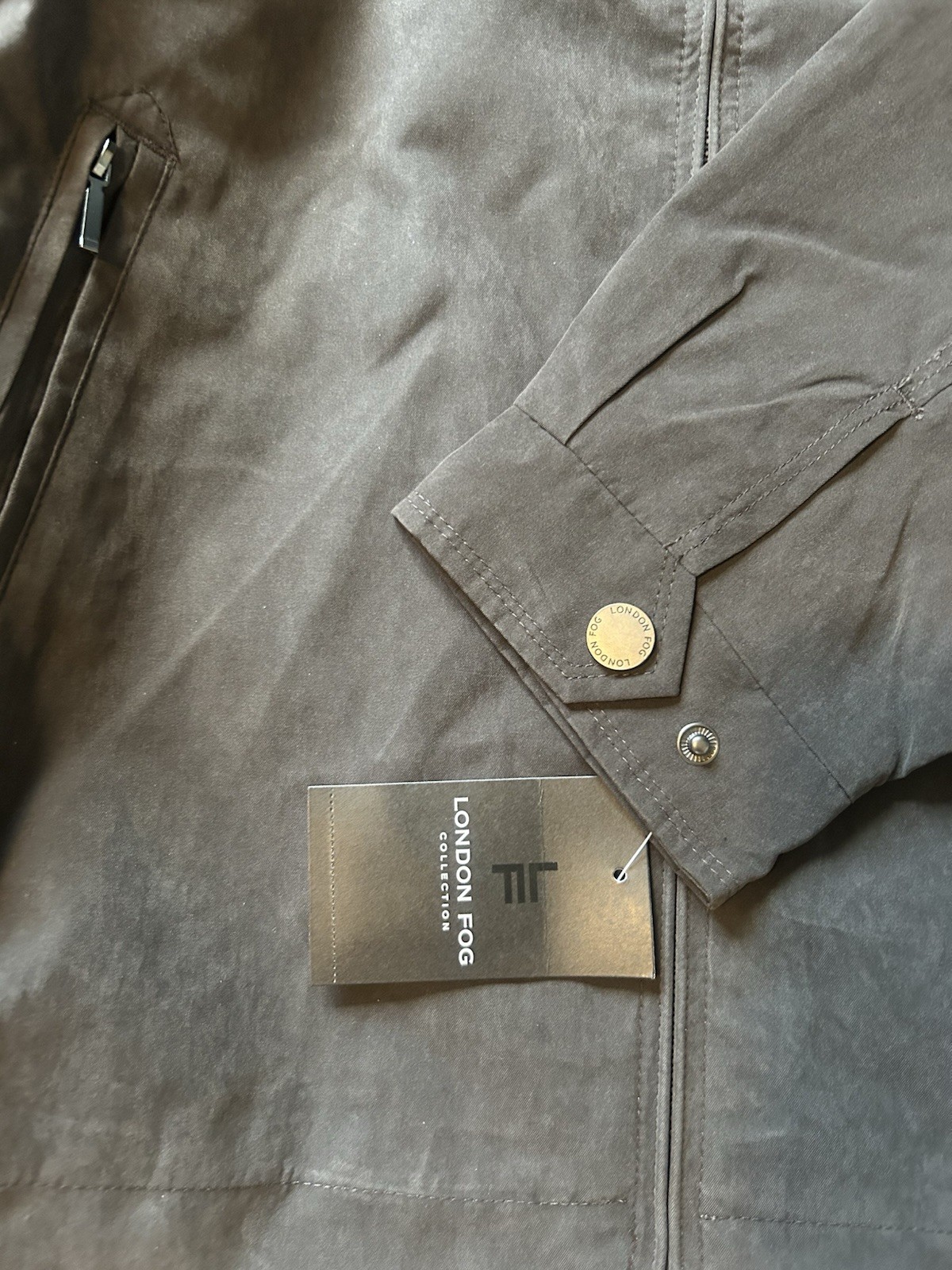 London Fog Men’s Brown Full Zip Jacket Point Collar Regular Fit Size L