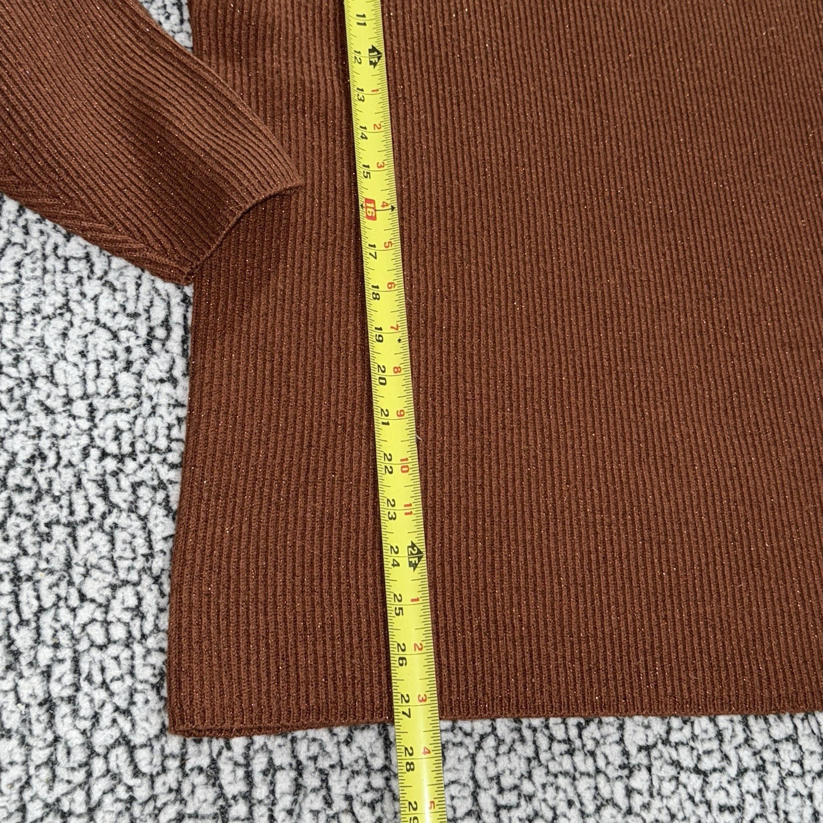 Vintage Jeanne Pierre Wool Blend Sweater Sz L Brown Sparkle Cottagecore 80s 90s