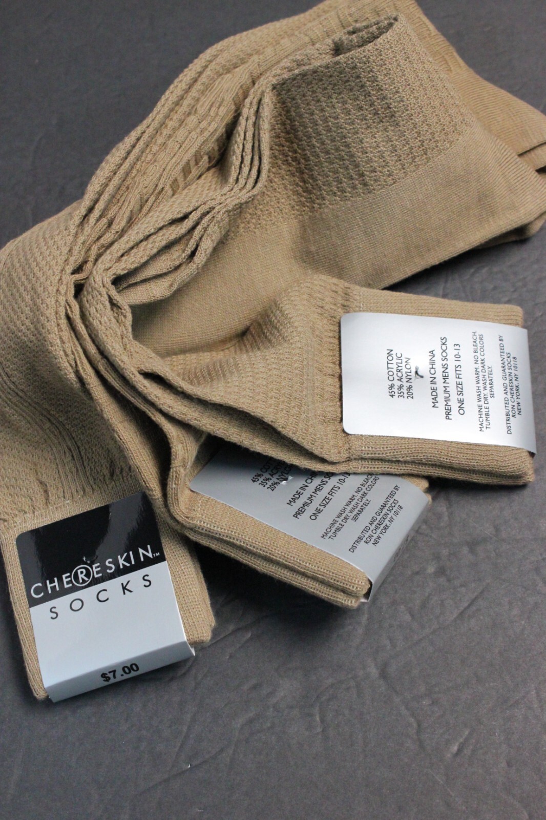 3 pair 10-13 Men’s Dress Over the Calf Crew Work Socks tan Taupe SZ 6-12
