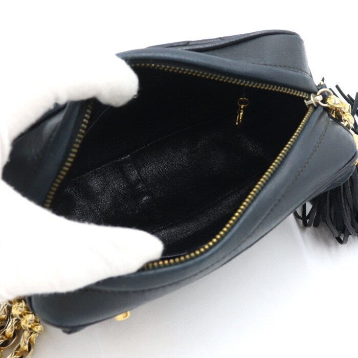 CHANEL Vintage Black Lamb Bijoux Diamond Quilting Gold Chain Crossbody 152889313