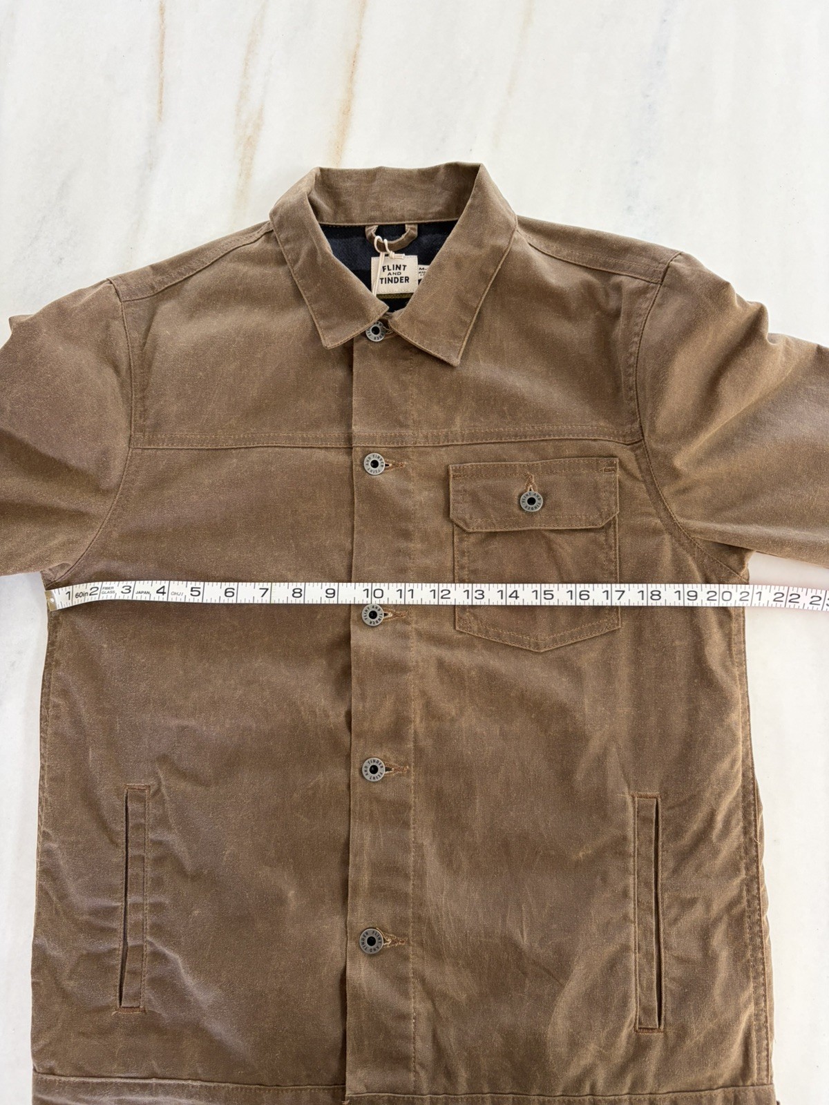 Flint and Tinder Flannel-Lined Waxed Trucker Jacket Havana Medium Tall M-T