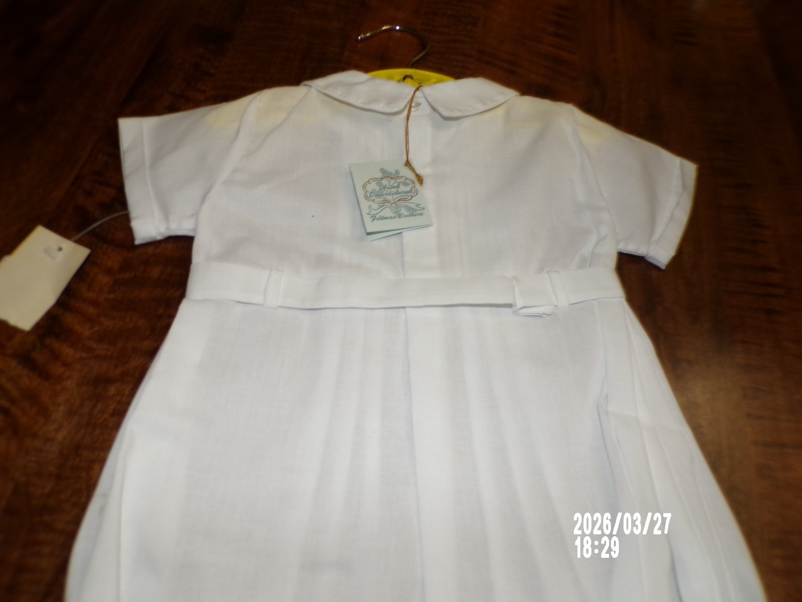 NWT Feltman Bros Baby Boy Romper Pintucked Creeper Baptism Christening 6M, White