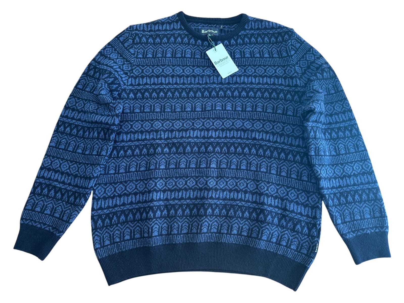 Barbour Stonebeck Fairisle Crew Neck Sweater Men’s XXL Navy MKN1579NY91 NWT
