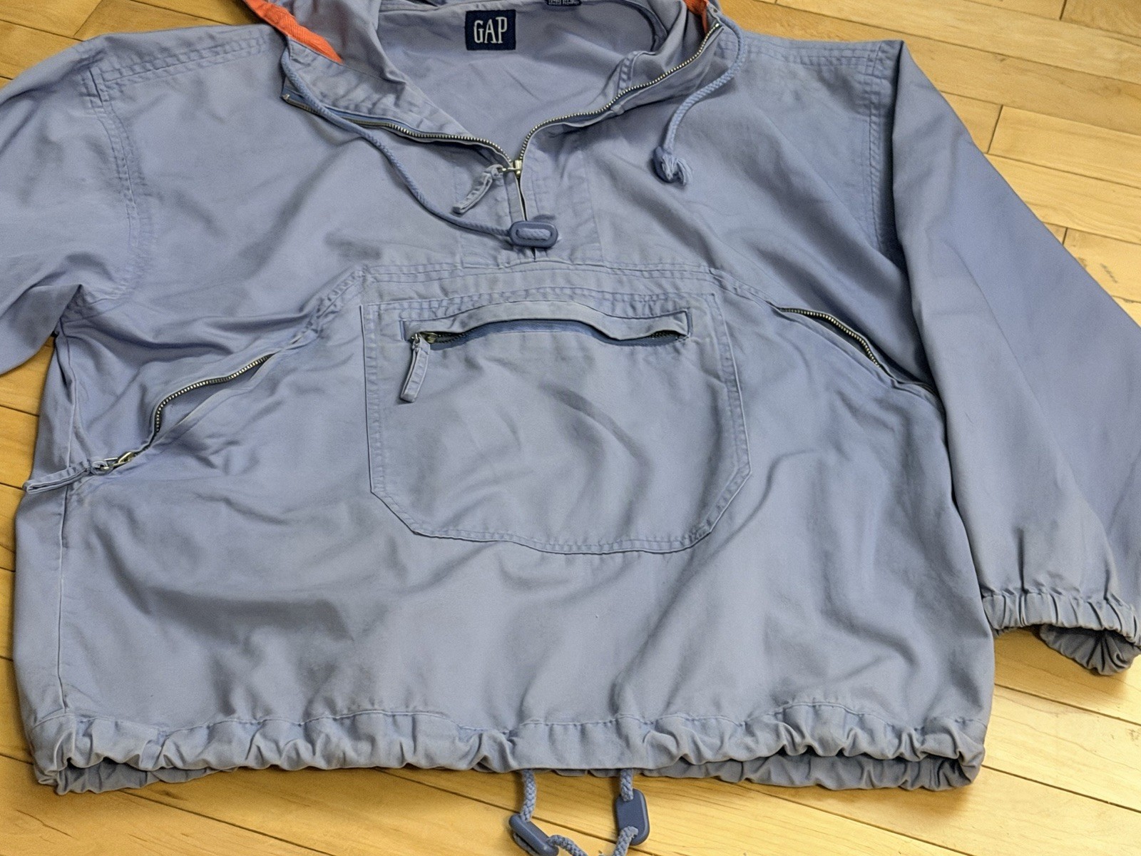 GAP Vintage ’90s Light Purple Hooded COTTON Anorak Popover Jacket Size S Pockets