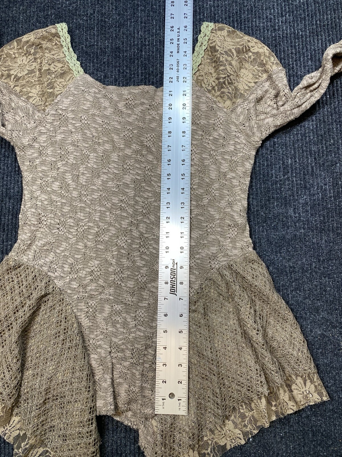 Pretty Angel Tunic Womens Boho Layered Romance Top Brown Green Beaded EUC Sz M