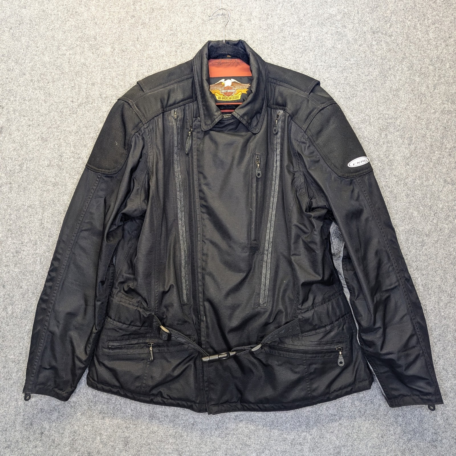 Harley-Davidson FXRG Men’s XL Black Nylon Armored Motorcycle Riding Jacket Coat