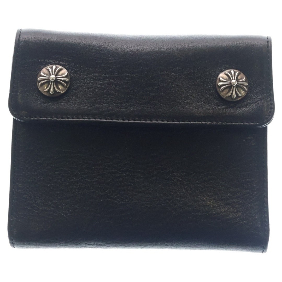 Chrome Hearts Big Spoon Crossbutton Leather Wallet Black Used 91b4d22b7c44f7f482