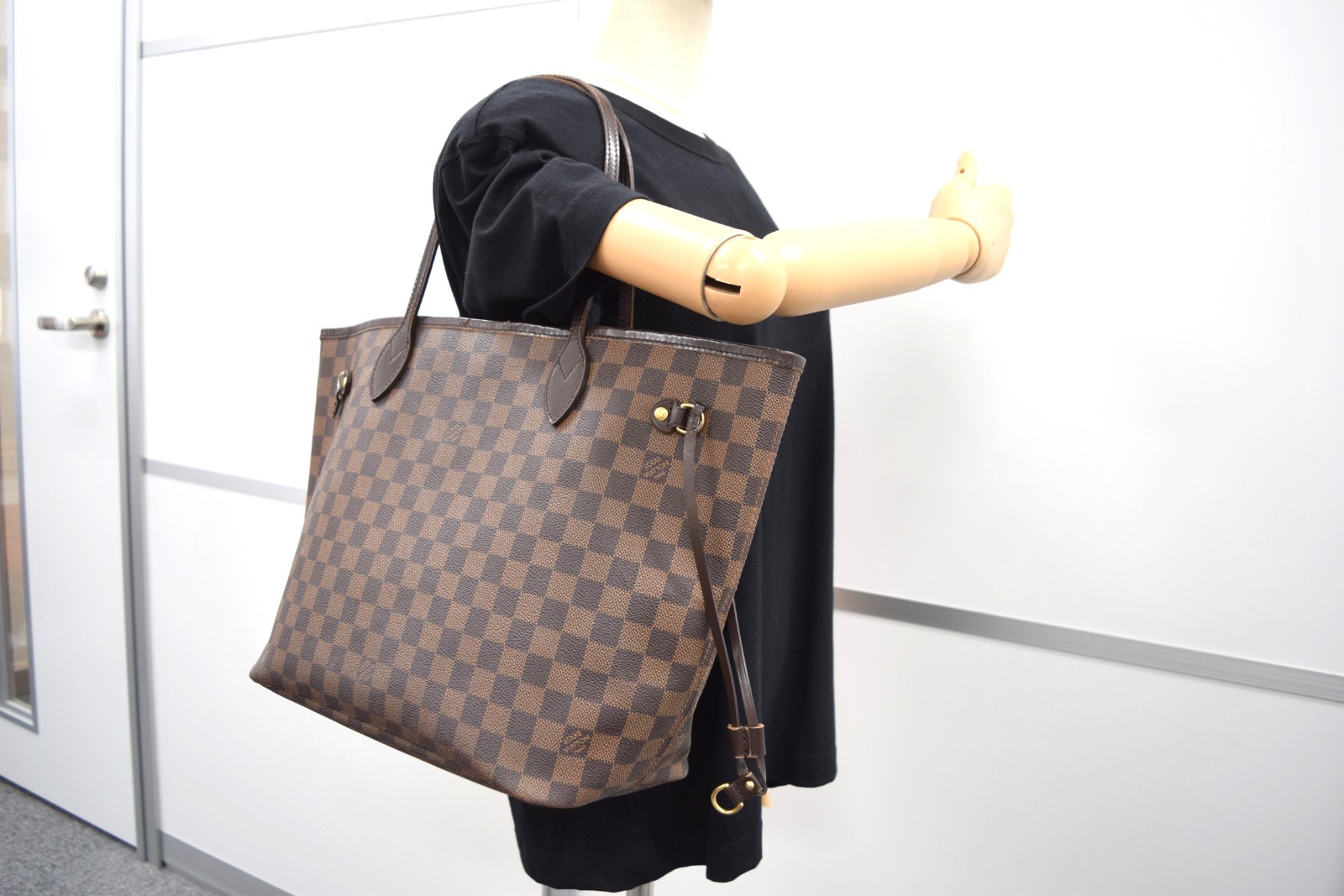 Auth Louis Vuitton Neverfull MM Tote Bag Damier Ebene Canvas N51105 LV 53736