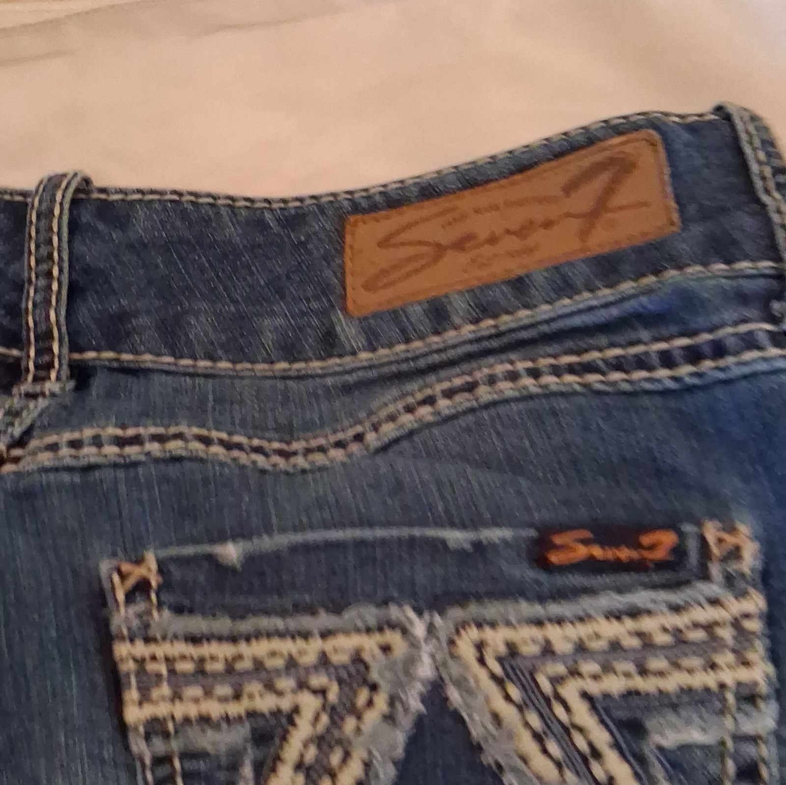 Seven7 Women’s Bootcut Blue Denim Jeans Low Rise 5-Pocket Medium Wash Size 27