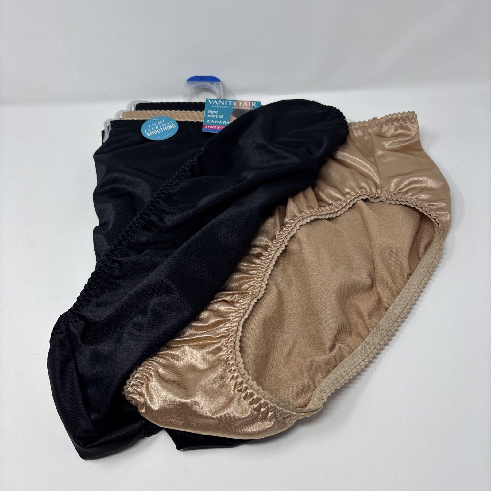 VANITY FAIR Women 3-Pair Undershapers Hi Cut Underwear Panties Nylon Size 5XL 12