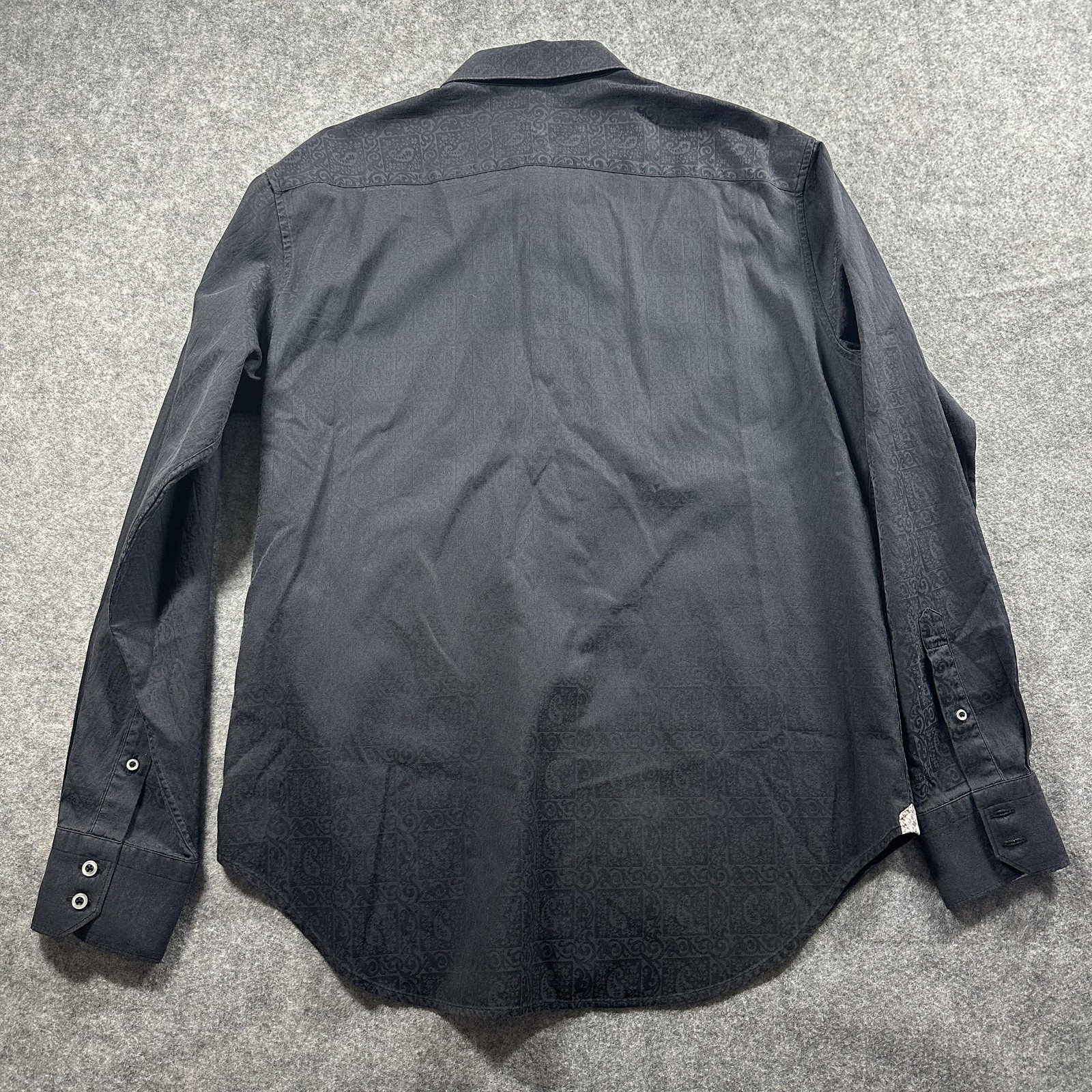 Robert Graham Shirt Mens Large Black Long Sleeve Button Down Tonal Jacquard